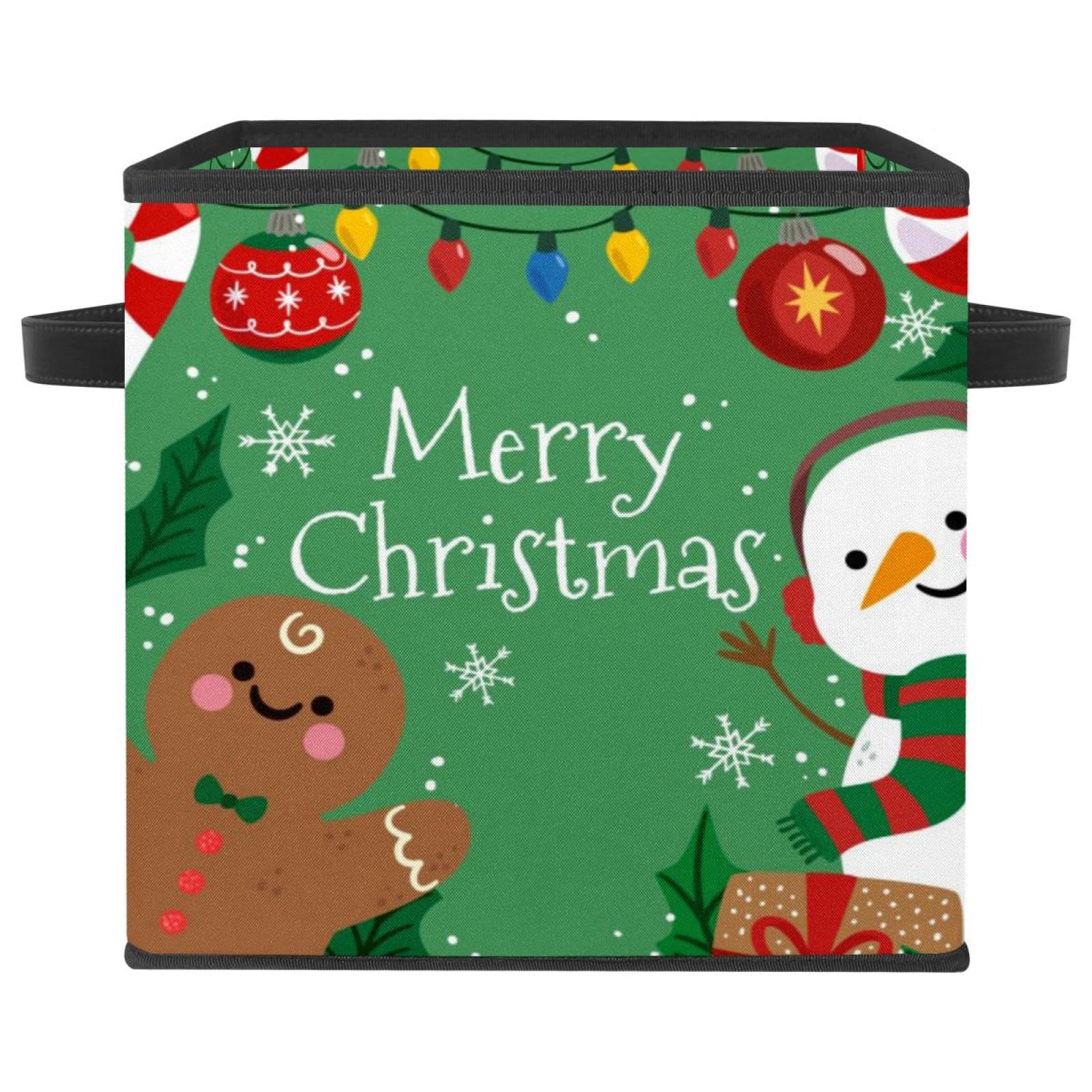 Boîte de rangement pliable bac organiseur en tissu motif bonhomme de neige pour jouet et livre
