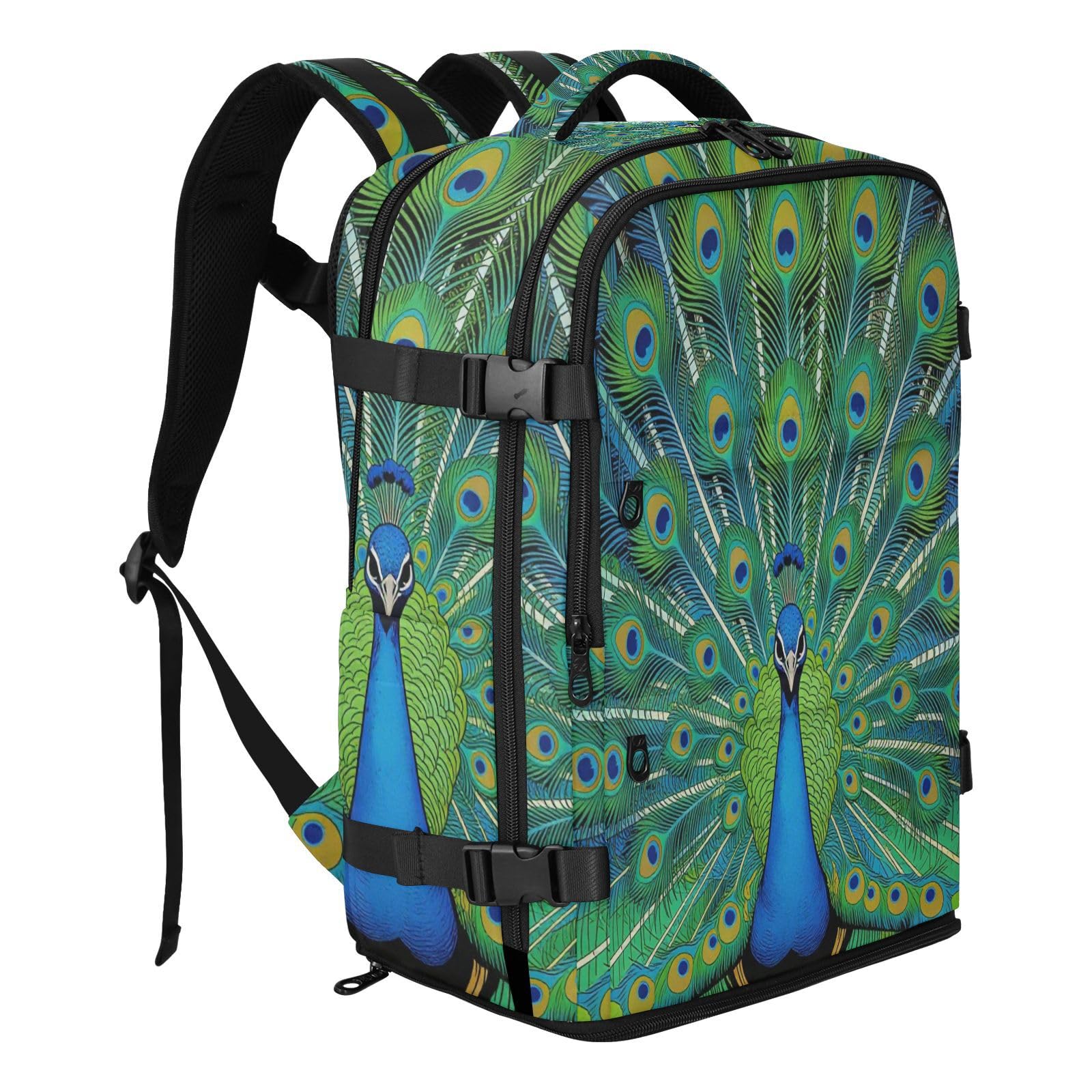 Plecak podróżny torba na laptopa 15,6 cala dla kobiet podróżny 20 l | Elegancka torba na laptopa pawie pióra torba na laptopa 16 cali do samolotów bolso para viaje 20 l