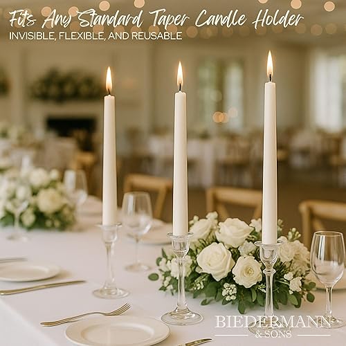 Miniatura 4 de Biedermann & Sons Juego de 12 velas cónicas de espuma de 8 piezas, color blanco, 1.5 pulgadas