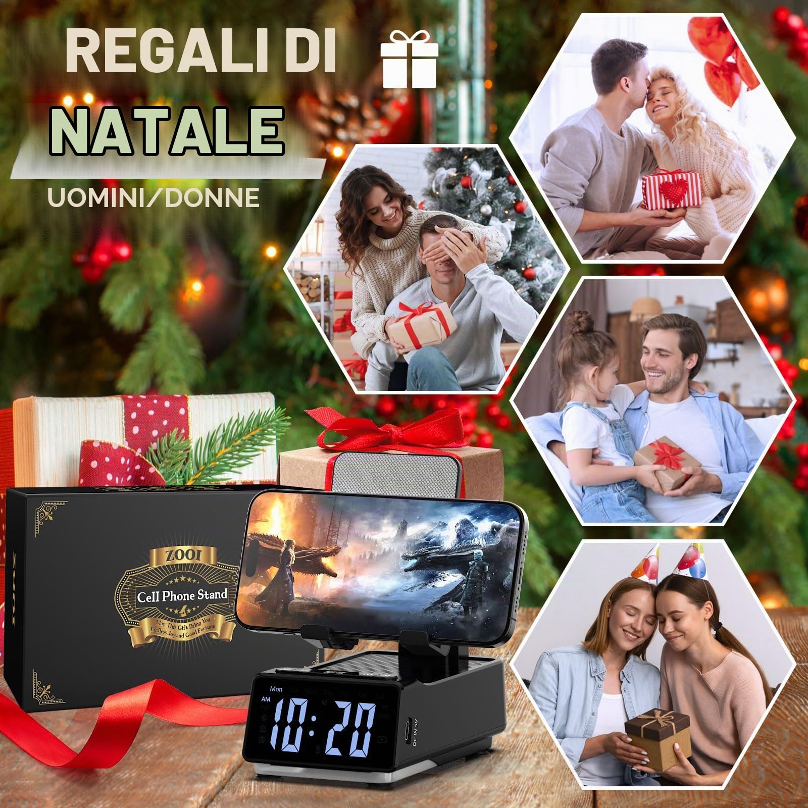 ZOOI Regalo Uomo, 6 in 1 Altoparlante Bluetooth con Supporto | Regali per Lui, Regalo Anniversario per Lui, Regalo Compleanno Uomo, Idee Regali Uomo Natale Originali Regali Secret Santa