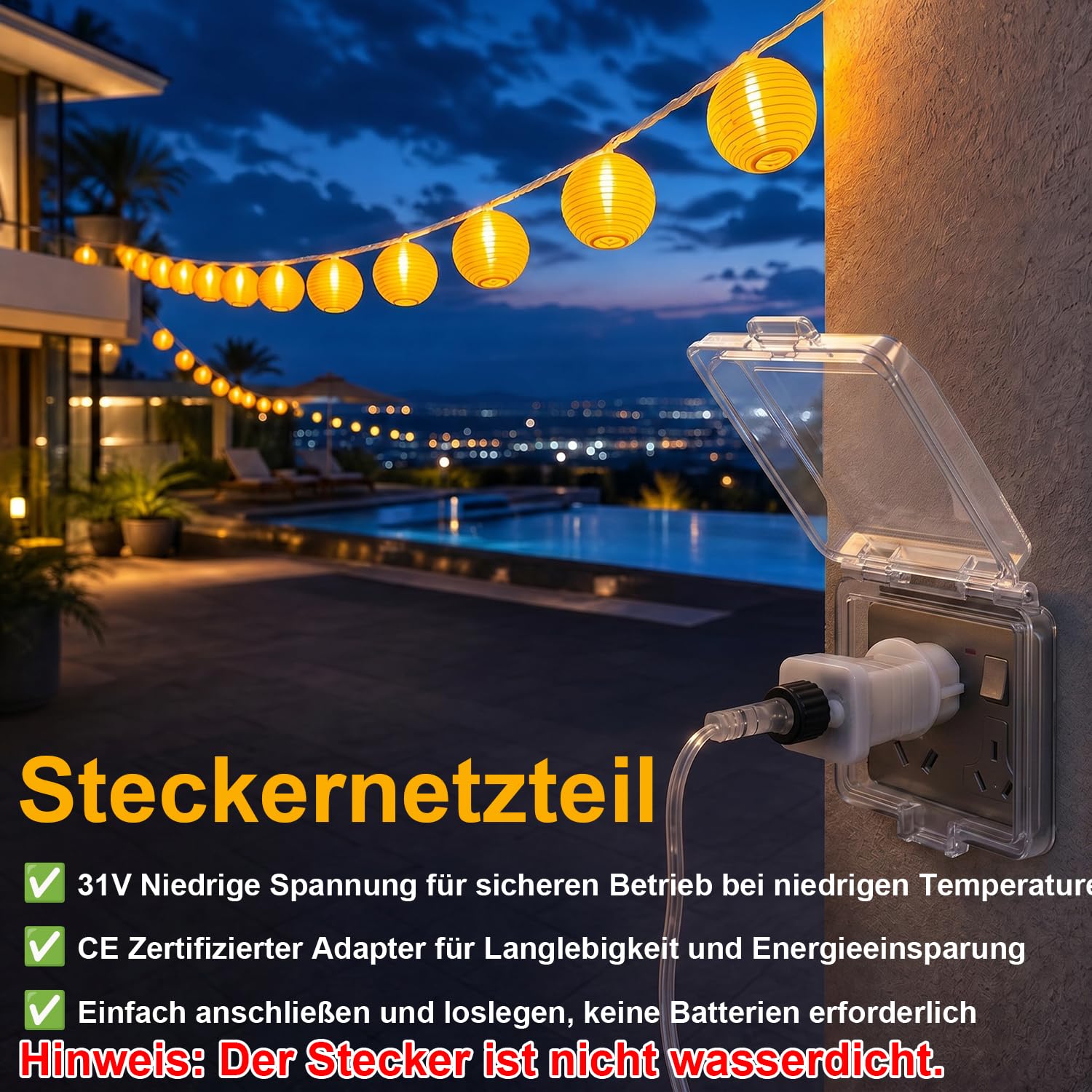 StarryEver Guirlande lumineuse LED - 12 m - Blanc chaud et multicolore - 11 modes - Avec télécommande - 40 lanternes chinoises - Éclairage extérieur - Pour patio et jardin