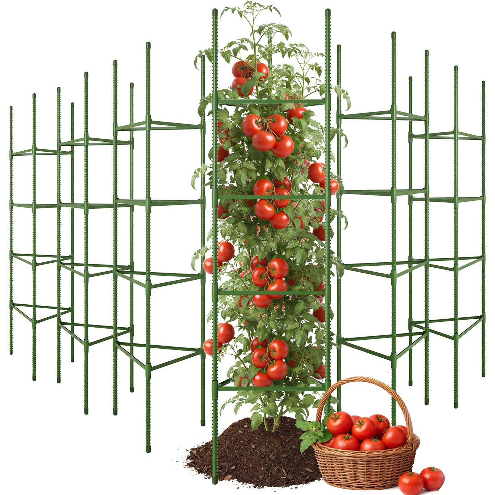 CEWOR 63-Inch Tomato Cage - 6 Pack