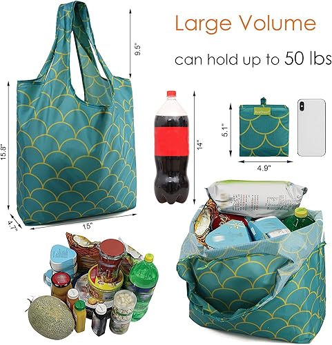 Vista 50 de BeeGreen Bolsa de viaje plegable reutilizable para regalo, bolsas de comestibles reutilizables, grandes regalos de vacaciones, bolsa de tela
