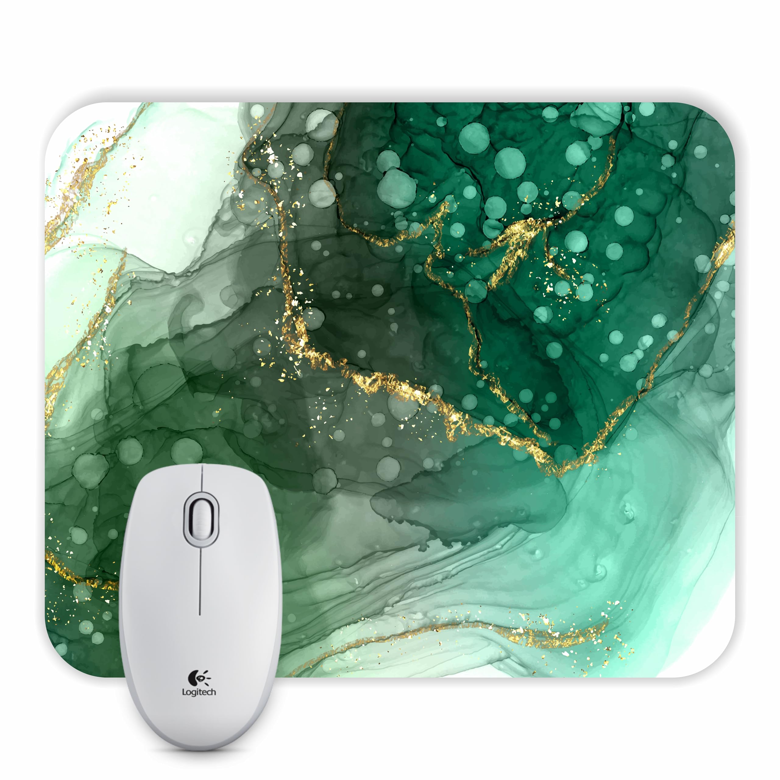 Green Marbel Mouse Pad, Large Printed Premium Textured Waterproof Anti Skid Rubber Base for Desktop Laptop Gaming Professional (7.6X9 Inch) 3MM-image-31