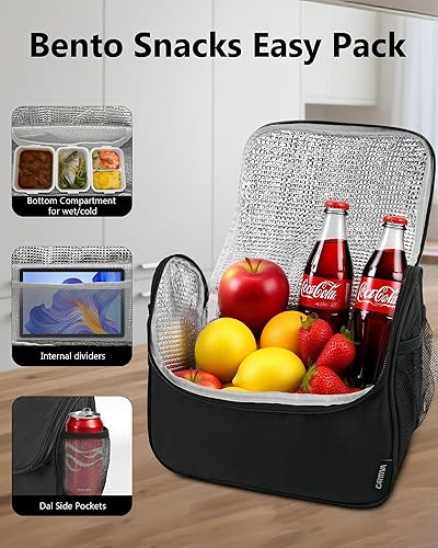 Miniatura 7 de Lonchera para mujeres y hombres, lindas bolsas de almuerzo reutilizables con aislamiento, 12 latas, gran capacidad, reutilizable, aislada, hielera