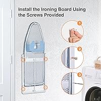 Vista 6 de KINGBOARD Wall Mounted Ironing Board with Iron Holder, Compact Ironing Board for Small Spaces, Foldable Iron Stand Heat Resistant Cover, 36" X 12