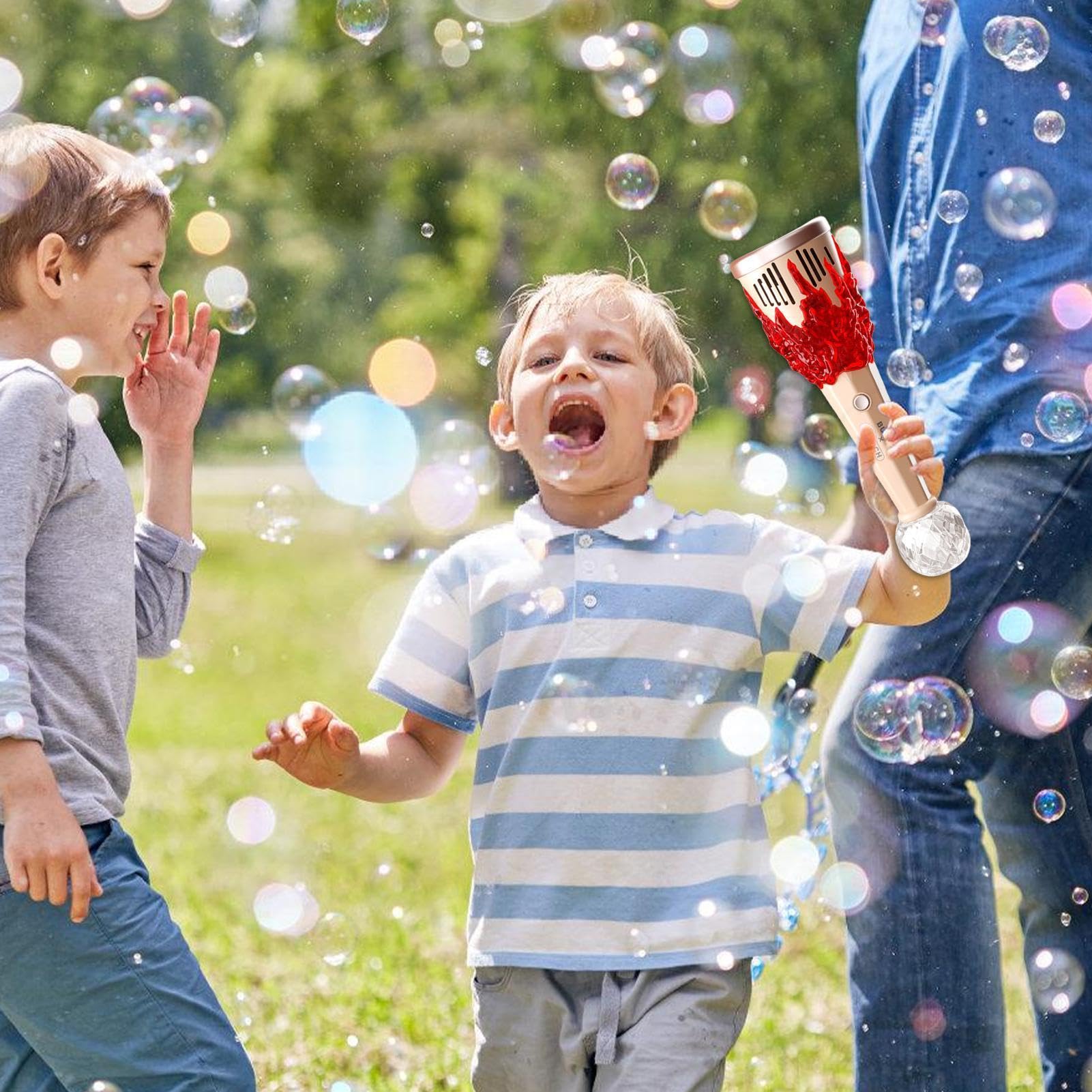 Machine à bulles portative – Souffleur automatique lumineux, torche LED, fabricant à piles, jouet d'extérieur pour les tout-petits et les | Fête musicale, activité d'été, jeu dans le