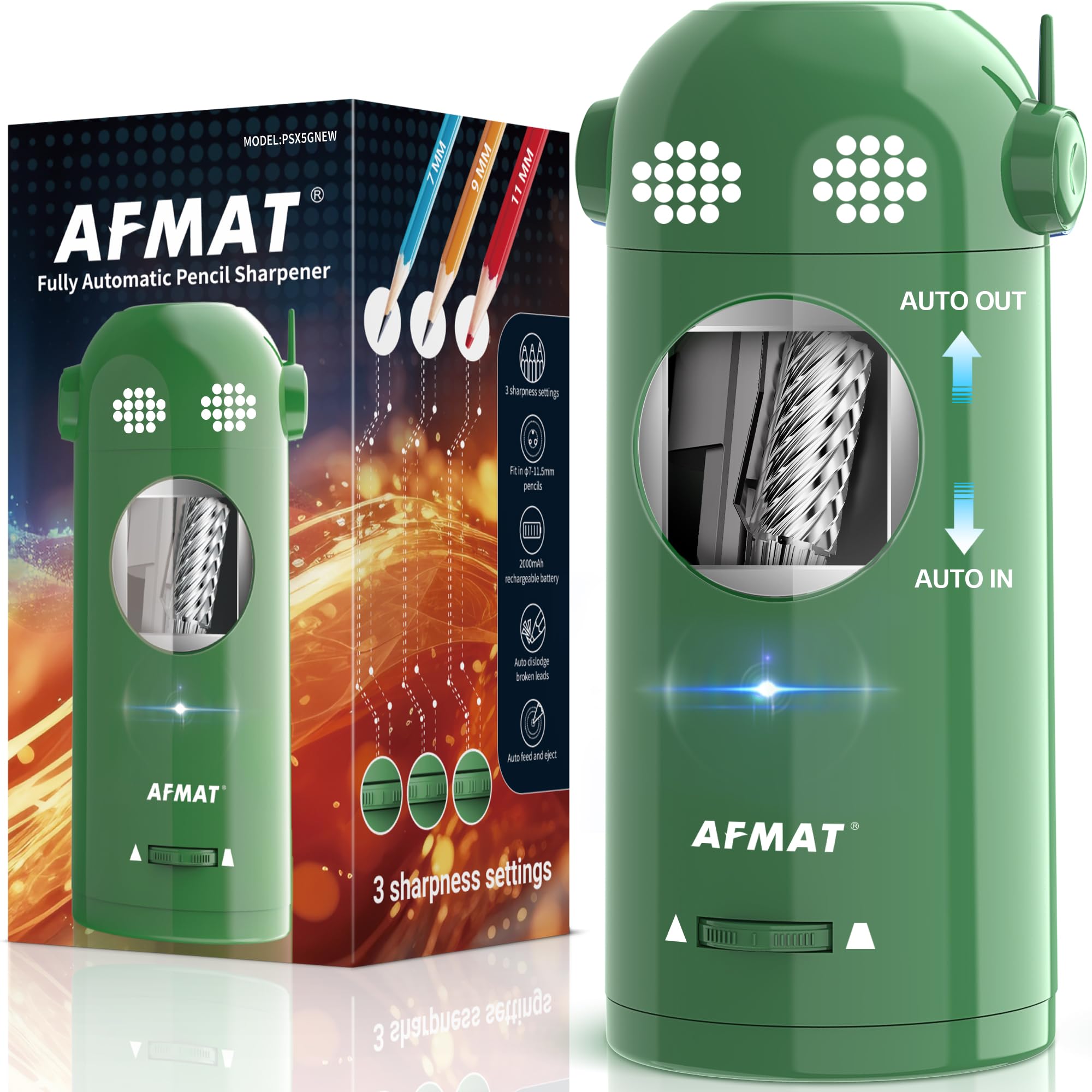 AFMAT Electric Pencil Sharpener Fully Automatic (Green)
