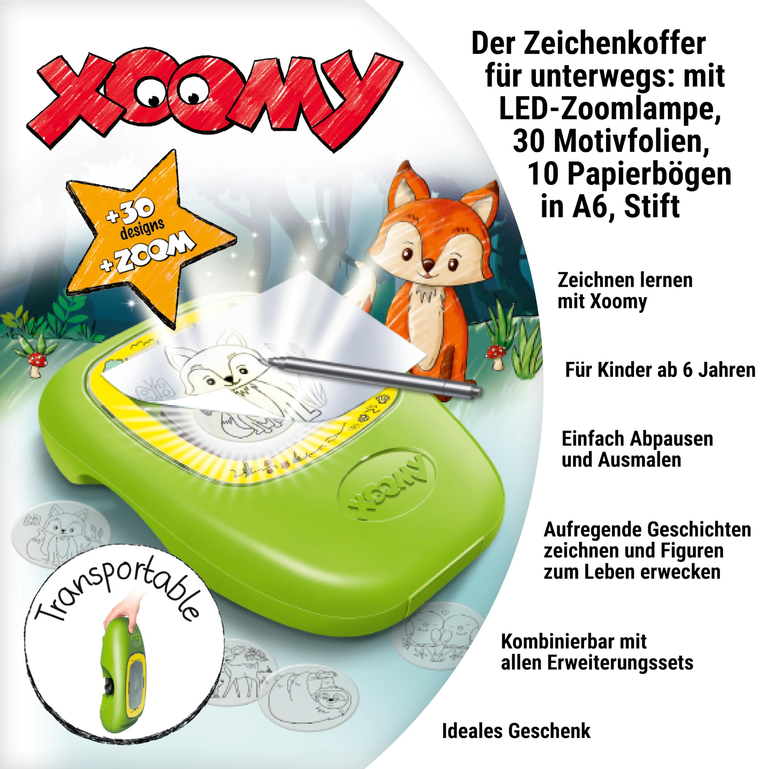 Ravensburger Xoomy Midi Cute Animals - Projektor zum Zeichnen süßer Tiere für Kinder ab 6 Jahren, kreatives Zeichnen und Malen für Mädchen und Jungen, 18445