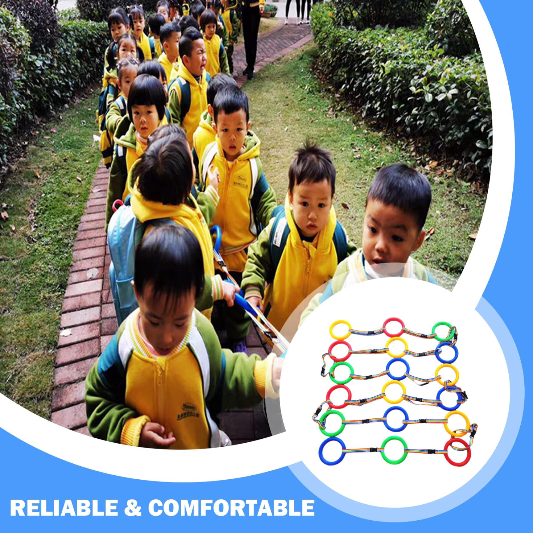 18 piezas de cuerda para caminar para preescolar, correa antipérdida para niños con asas de plástico para jardín de infantes, guardería, actividades al aire libre.