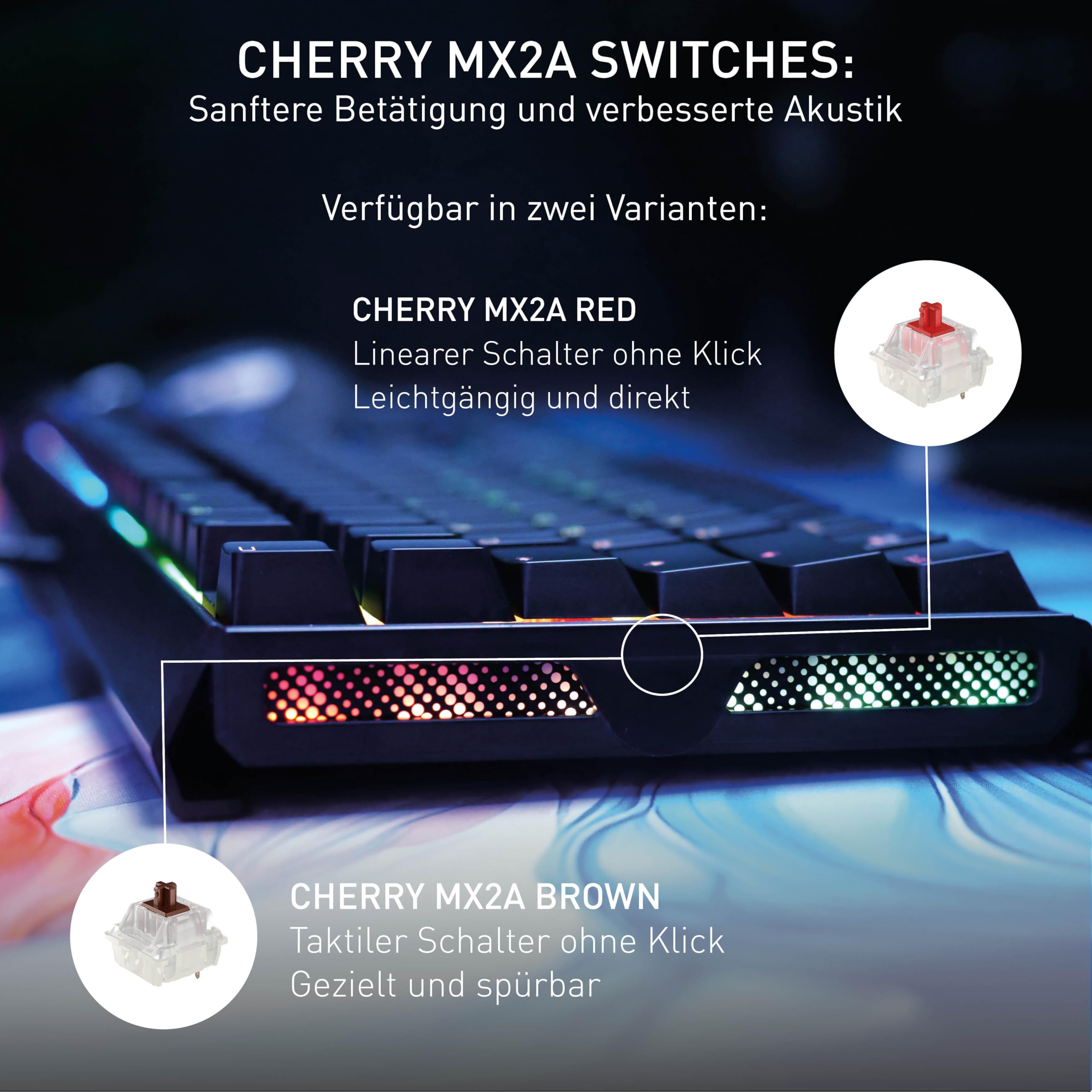 MX 3.1, Mechanische Gaming-Tastatur, Deutsches Layout (QWERTZ), RGB-Beleuchtung, Aluminium-Gehäuse, USB-A Anschluss, MX2A RED Switches, Schwarz