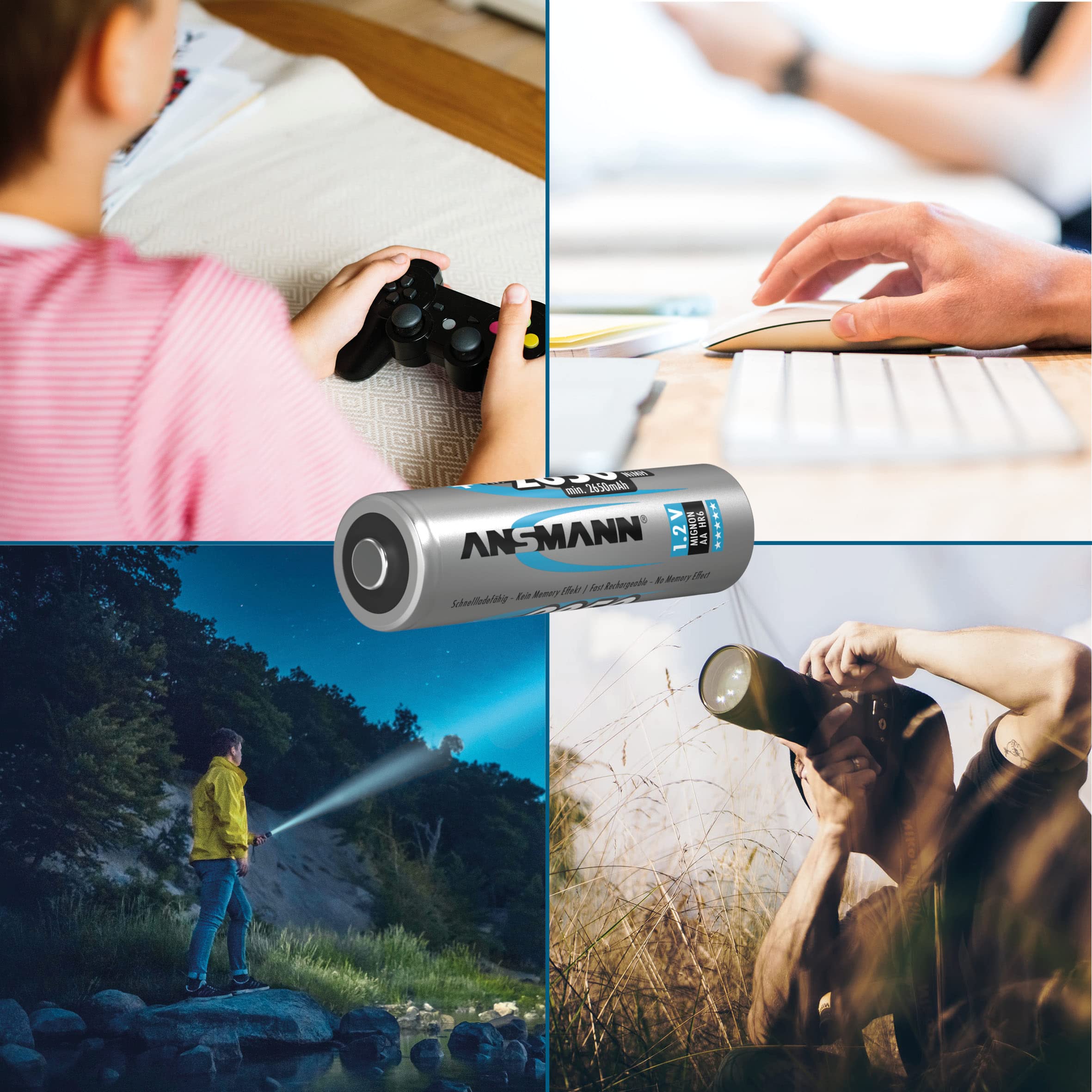 ANSMANN Chargeur de Piles pour 8X Piles AA/AAA NiMH (Charge/décharge) Chargeur de Piles à 8 Compartiments avec Surveillance individuelle des Compartiments + 8X 2850 AA NiMH Mignon
