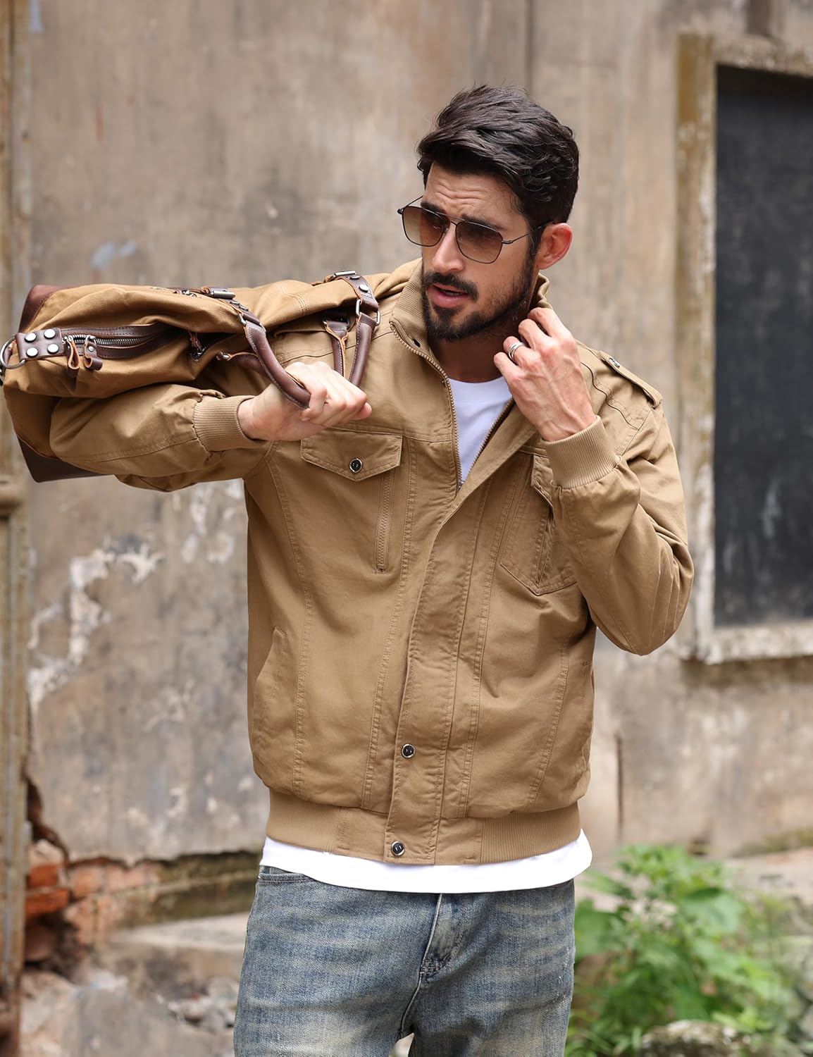 TACVASEN Men's Winter Jacket Fleece Lined Military Jacket Cargo Windbreaker Zip Front Stand Collar Coat with Multi Pockets - Image 4