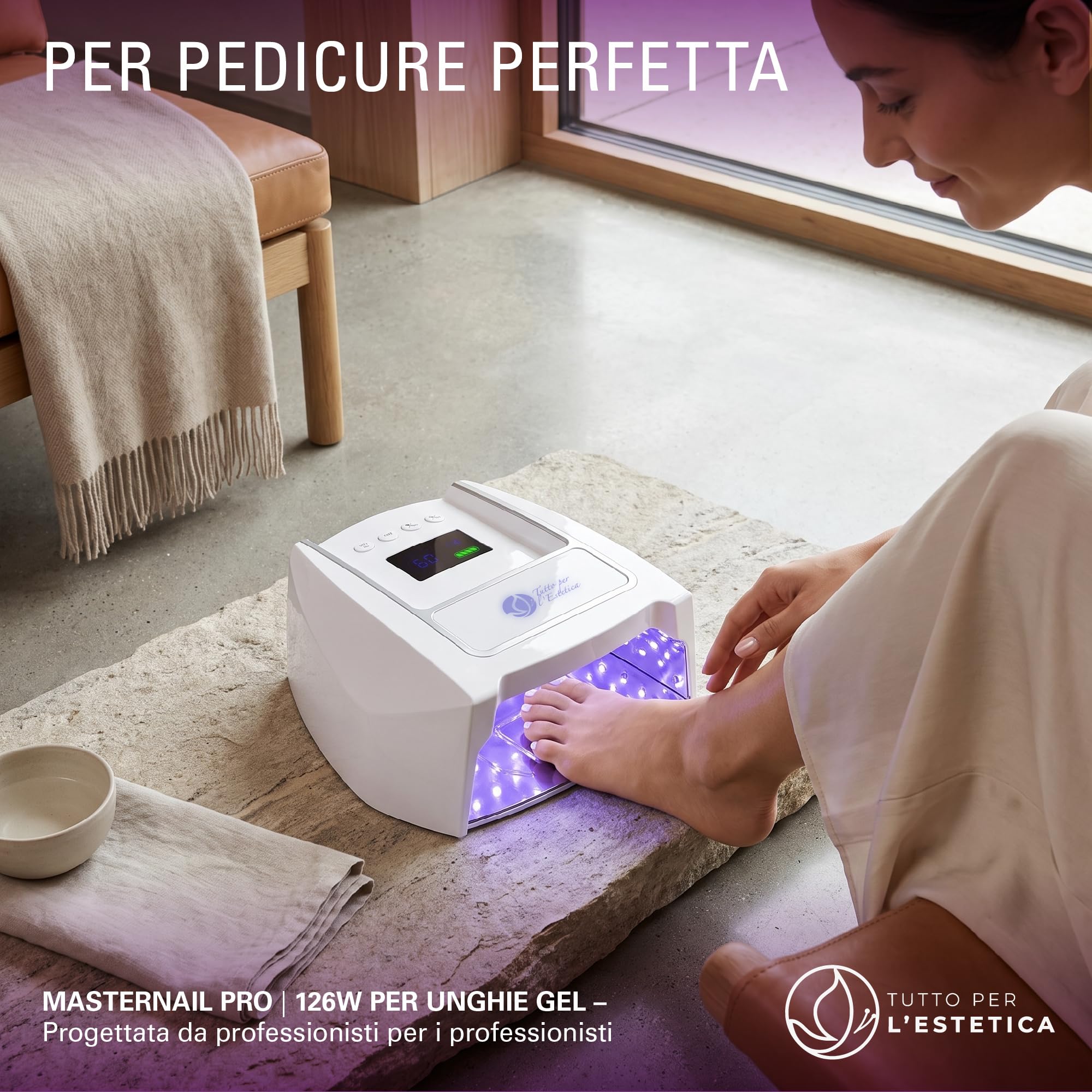 Lampada UV LED Unghie Professionali 126 Watt, Ricaricabile, con Timer | Fornetto Gel Onicotecnica, per Estetista, Nail Artist, per Manicure e Pedicure - Tecnologia Dual Light 365 - 405 nm