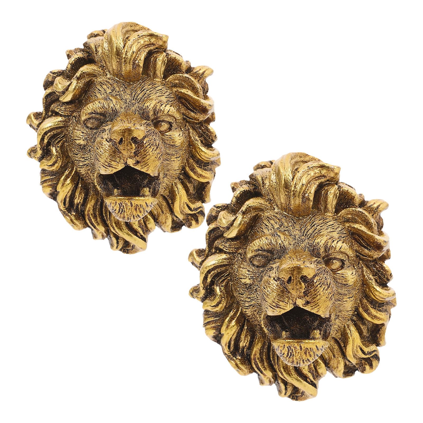 2 Piezas Boquilla de Fuente de Agua para Exteriores Fuente de Agua Decorativa de Pared Cabeza de León en Resina Dorada para Patio y Jardín Relajante