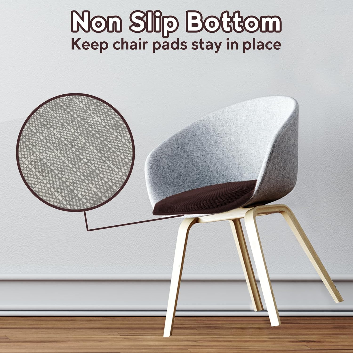 Brown Kitchen Chairs Cushions Set of 2 Non Slip Foam Patio Seat Cushions Washable Soft Thick Pads Large Wooden Metal Tapered Dining Chair Cushions,17" x 15"