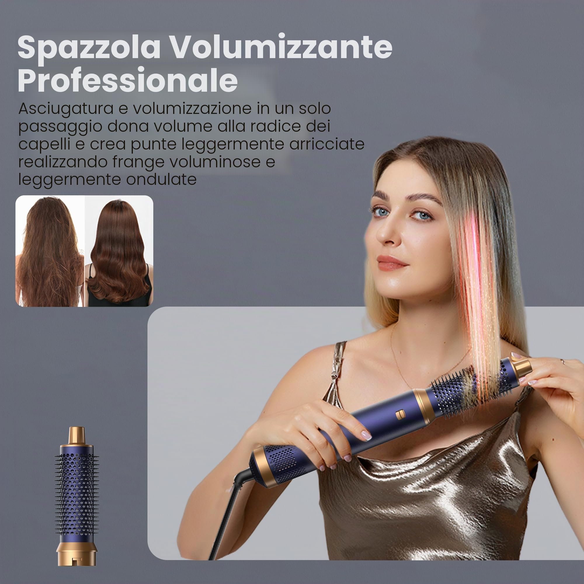 Asciugacapelli 5 in 1, spazzola soffiante 5 in 1, con asciugacapelli ricci, spazzola soffiante, spazzola termica, aria Styler 5 in 1, per asciugare, arricciare, lisciare,regalo per donna