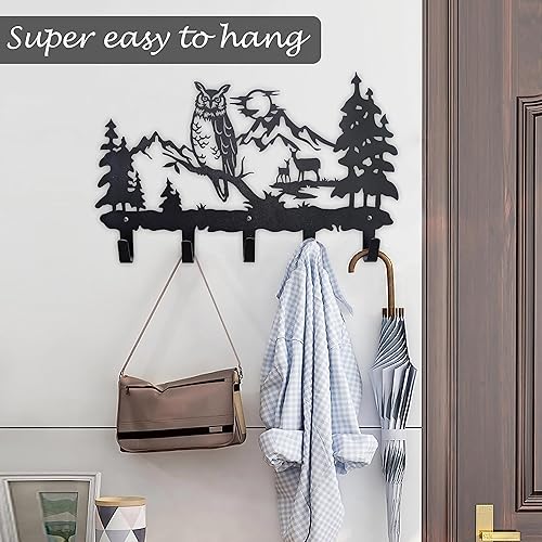 Miniatura 2 de Ganchos de metal para decoración de pared, ganchos de búho y soporte para llaves, perchero para ropa, sombreros y mochilas, ganchos con temática de
