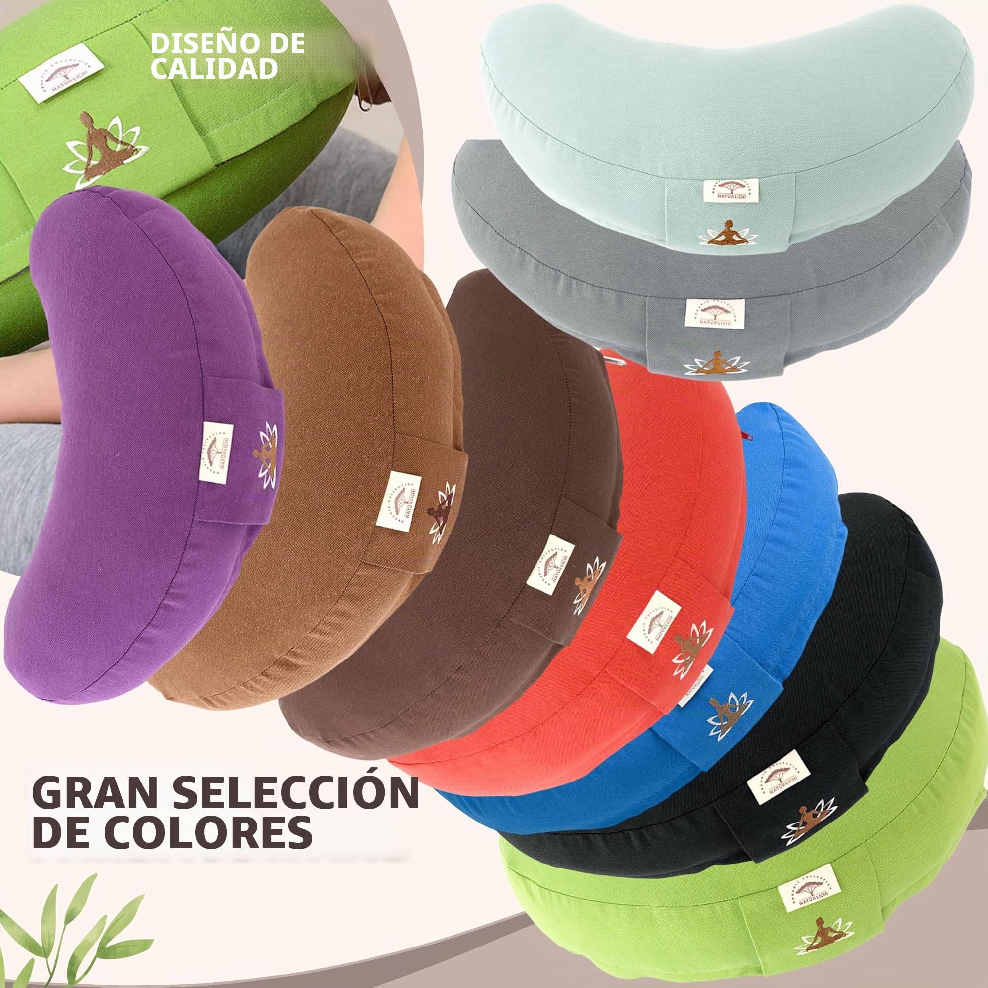 sei Design - Cojín para Yoga (Relleno de Trigo sarraceno, algodón, 46 x 25 x 10 cm), Color Morado