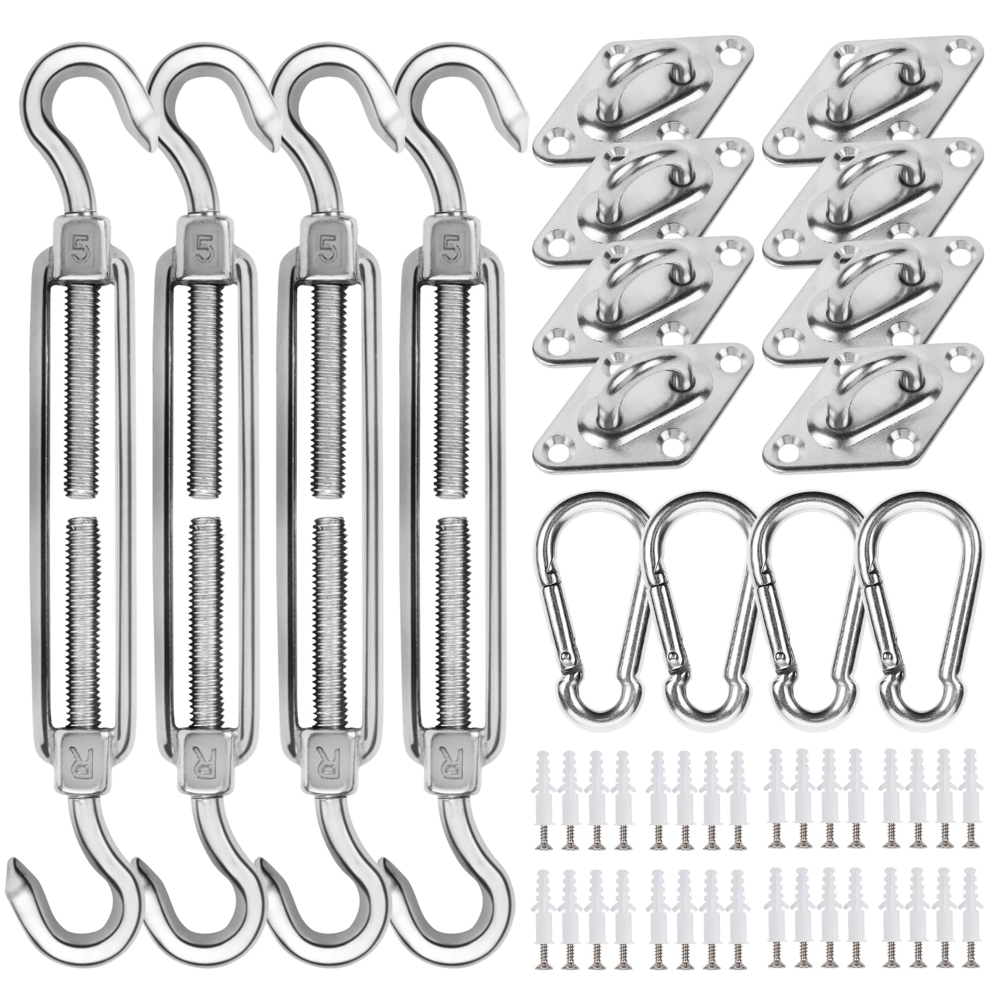 YOFIT Shade Sail Hardware Kit 5 inch for Triangle Rectangle Sun Shade Sail Installation, 304 Grade Stainless for Garden Outdoors, 80 Pcs
