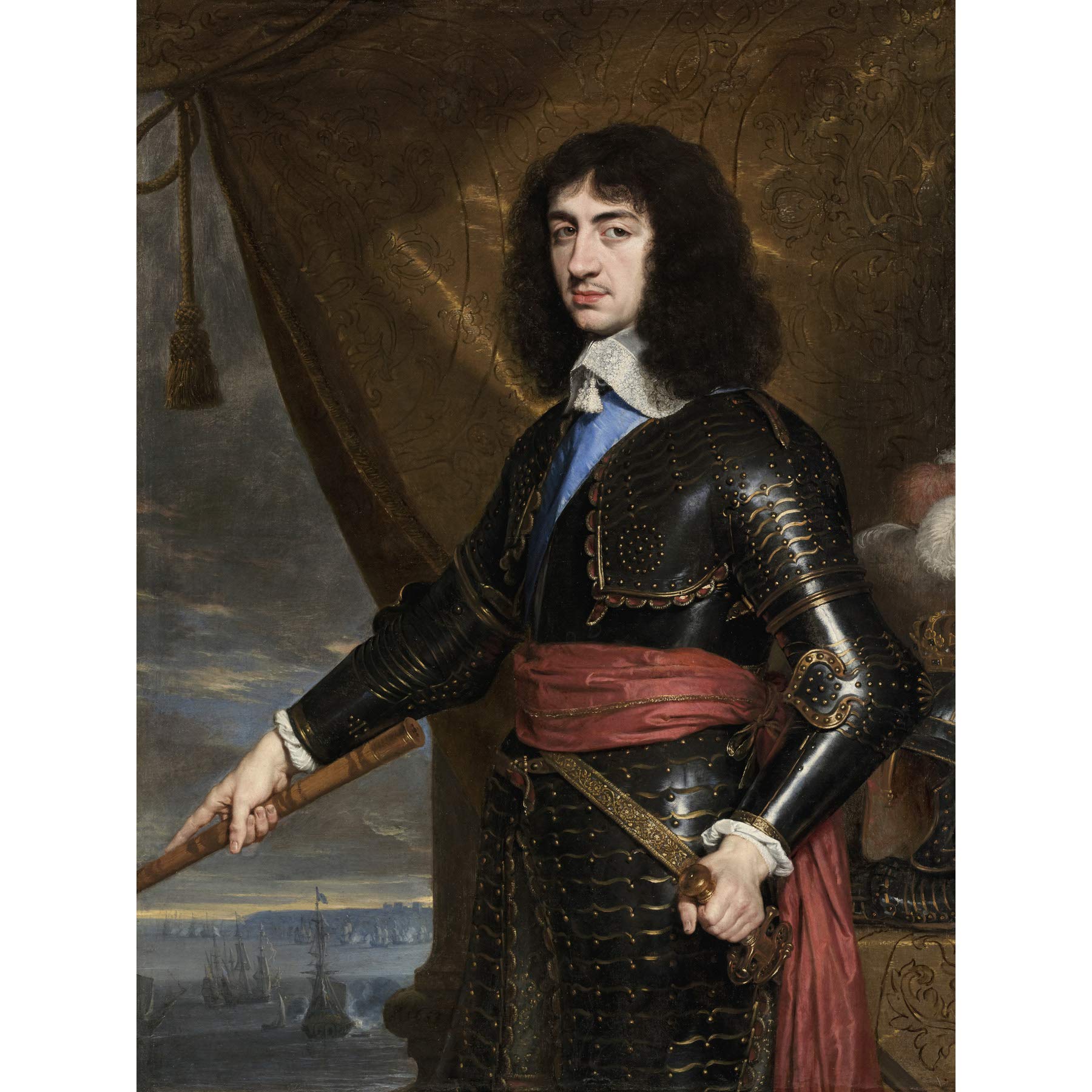 Artery8 De Champaigne Portrait King Charles II England Large Wall Art Poster Print Thick Paper 18X24 Inch