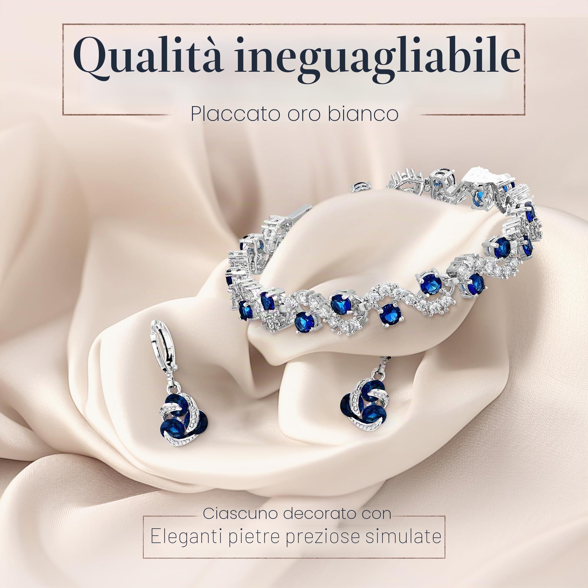 Crystalline Azuria Gioielleria Parures per Donne Nozze Sposa Gioielleria Parure con Collana e Orecchino per la Sposa Zirconia Cubica Damigella D'onore