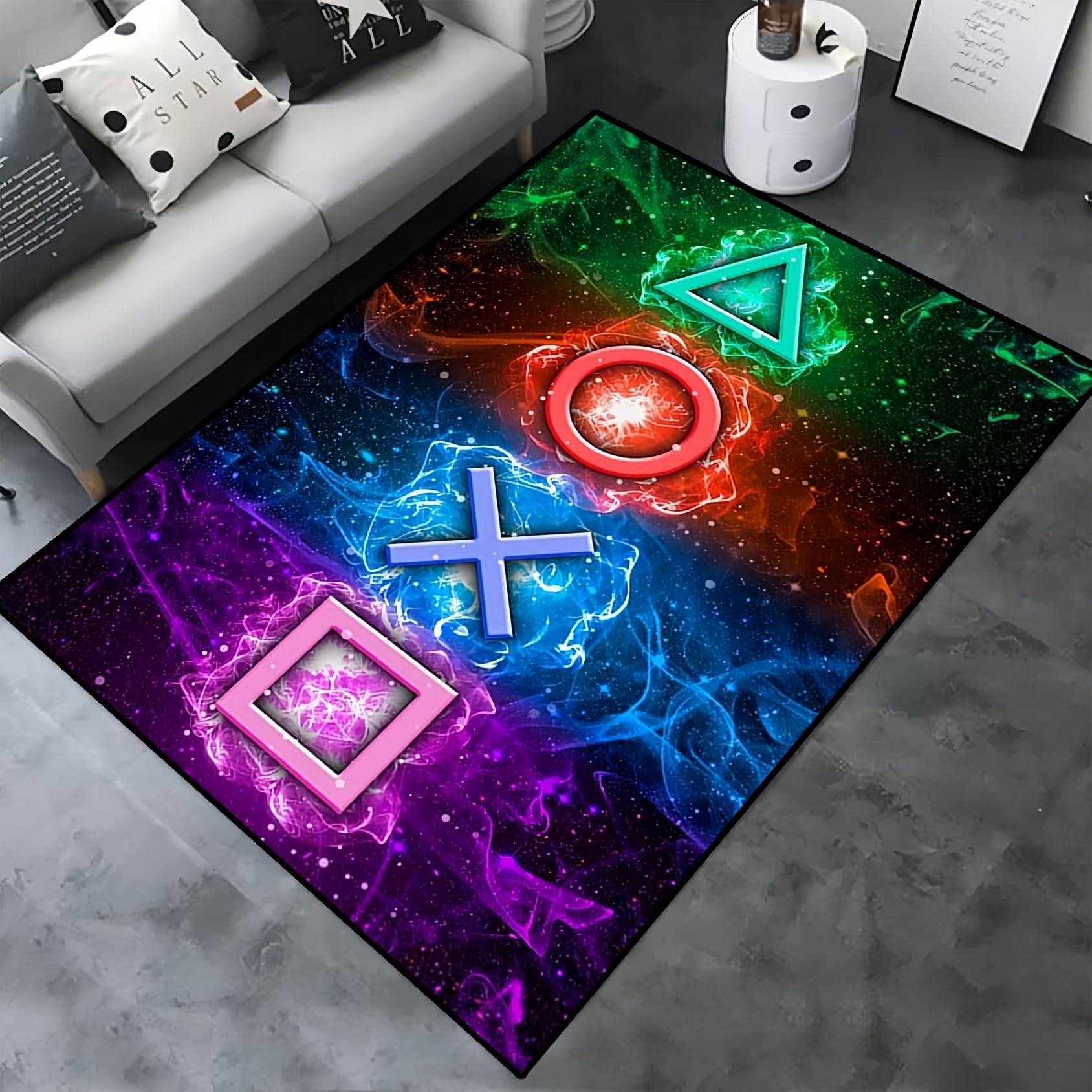 Gamer Rug for Boys Bedroom, Gaming Room Stuff Decorative Accessories, Anime Gaming Wallpaper Printing Living Room Soft Carpet, Anti-slip Rugs Teenager Gaming Carpet Bedroom 120x160 cm, Color 2