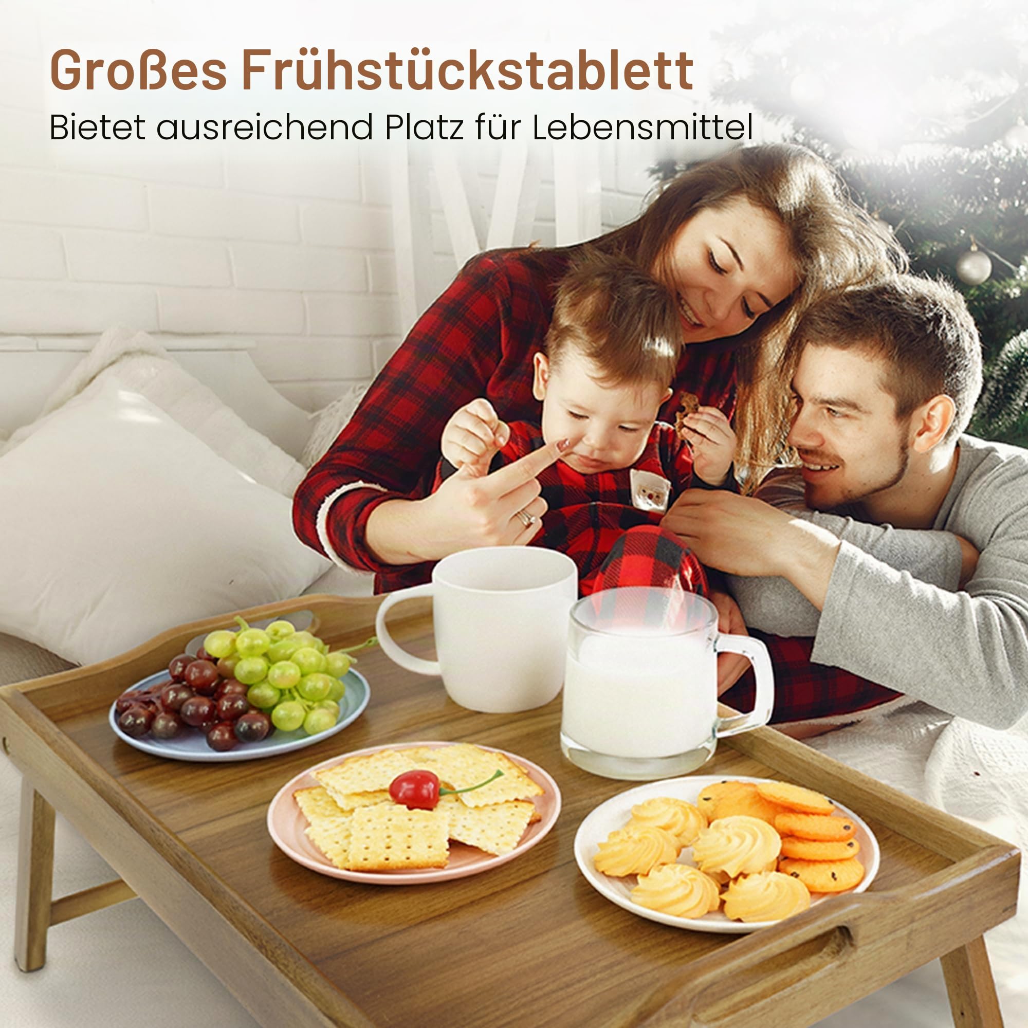 Utoplike Akazienholz Bett Tablett Tisch, großes Frühstückstablett