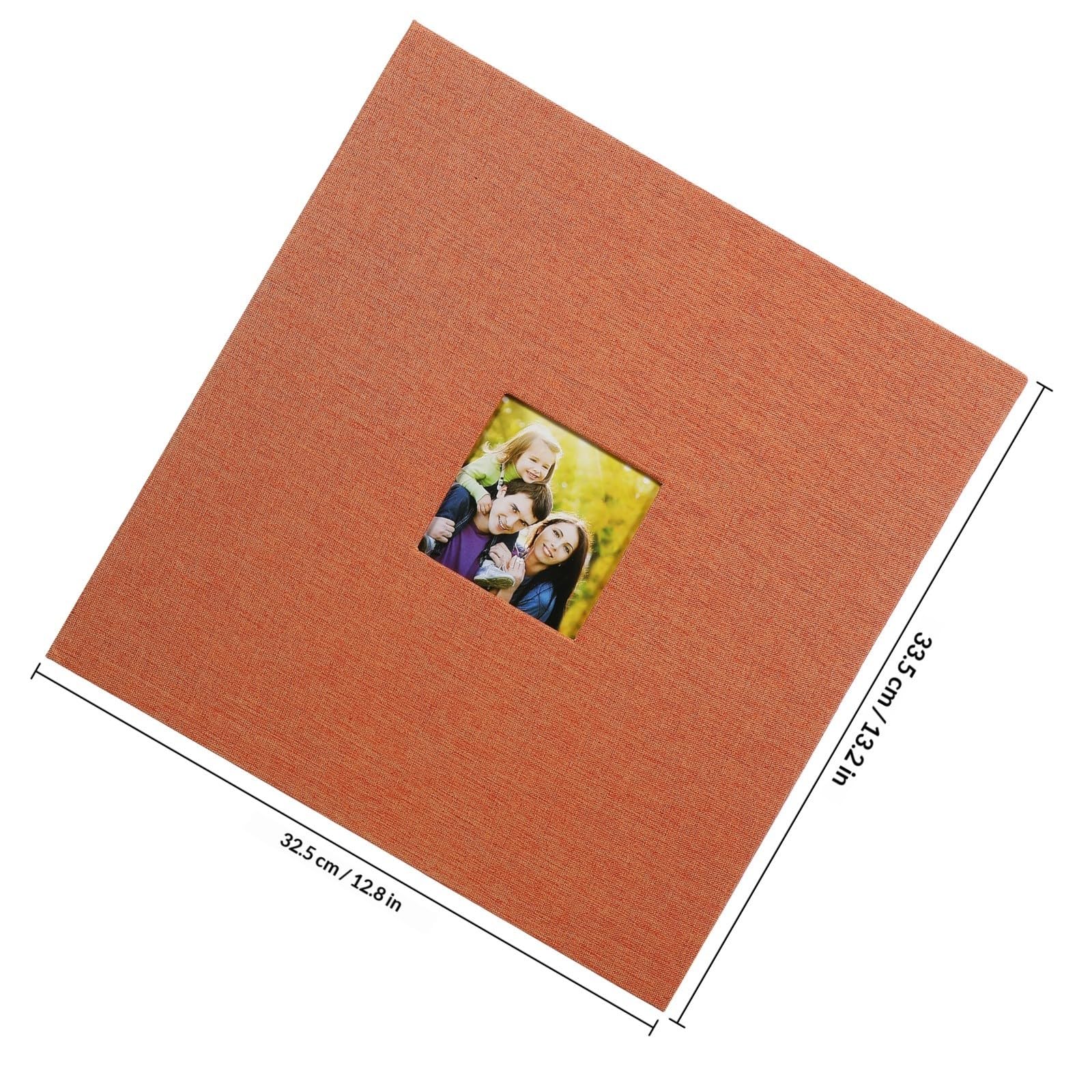 ABOOFAN Album Fotografico con Copertina in Lino, Rilegatura Rigida, Pagine Bianche, Finestra Frontale, Arancia, per Eventi Speciali e Regalo a Amici e Famiglia