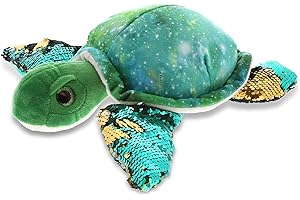 DolliBu Green Sequin Turtle Space Flip Reversible Sequins Stuffed Animal