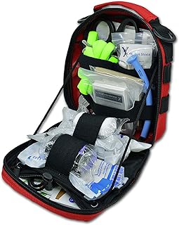 Lightning X Products Premium Nylon MOLLE Pouch Emergency Kit, Ideal for Tactical Medics, Military, Outdoor Enthusiasts (8" x 6.5" x 3", Black or Tan, for Gunshot Wounds & Bleeding Control)
