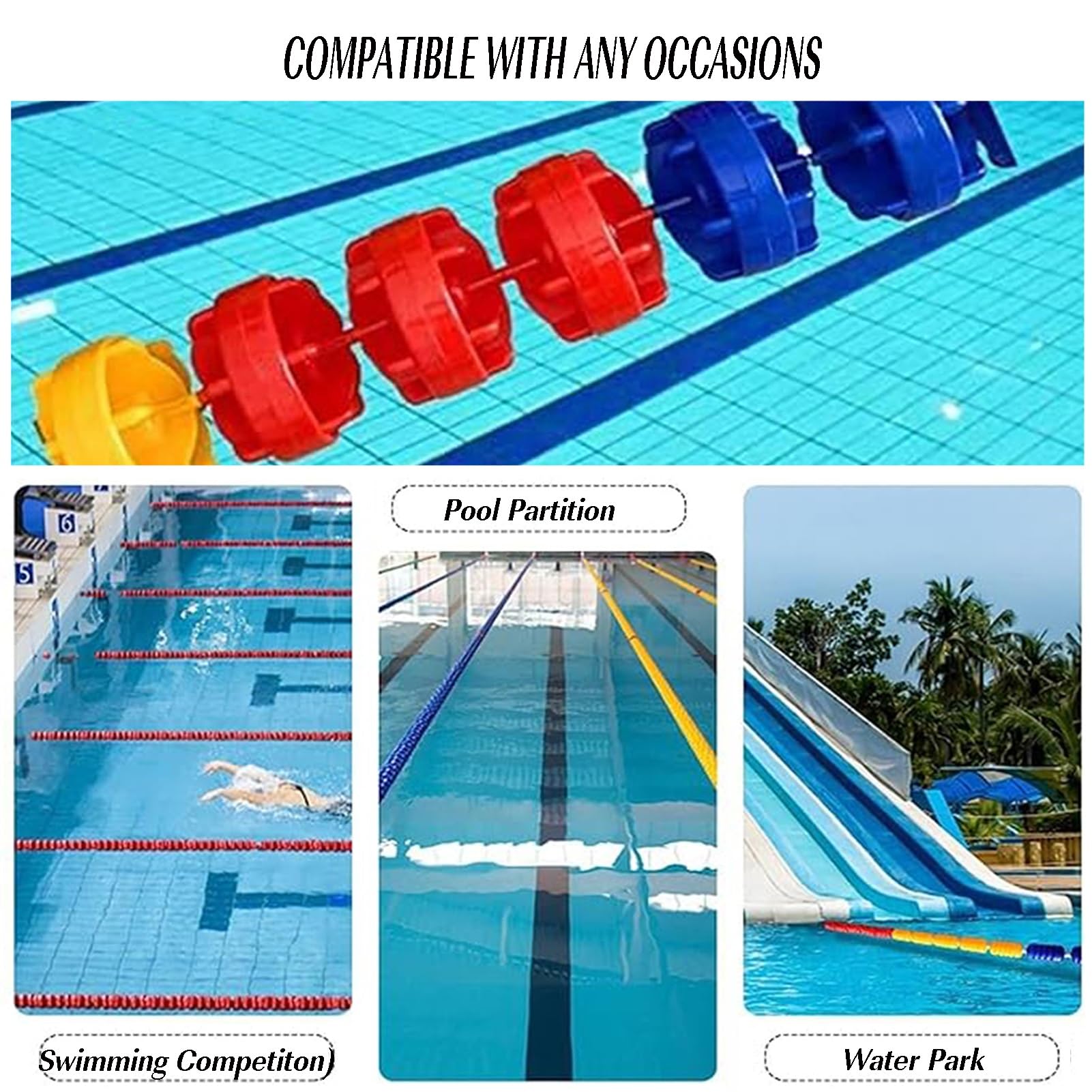 Recinzione di sicurezza per piscina, divisorio galleggiante per una maggiore visibilità, barriera di sicurezza per corsia di nuoto da 3 m, ideale per piscine e attività acquatiche