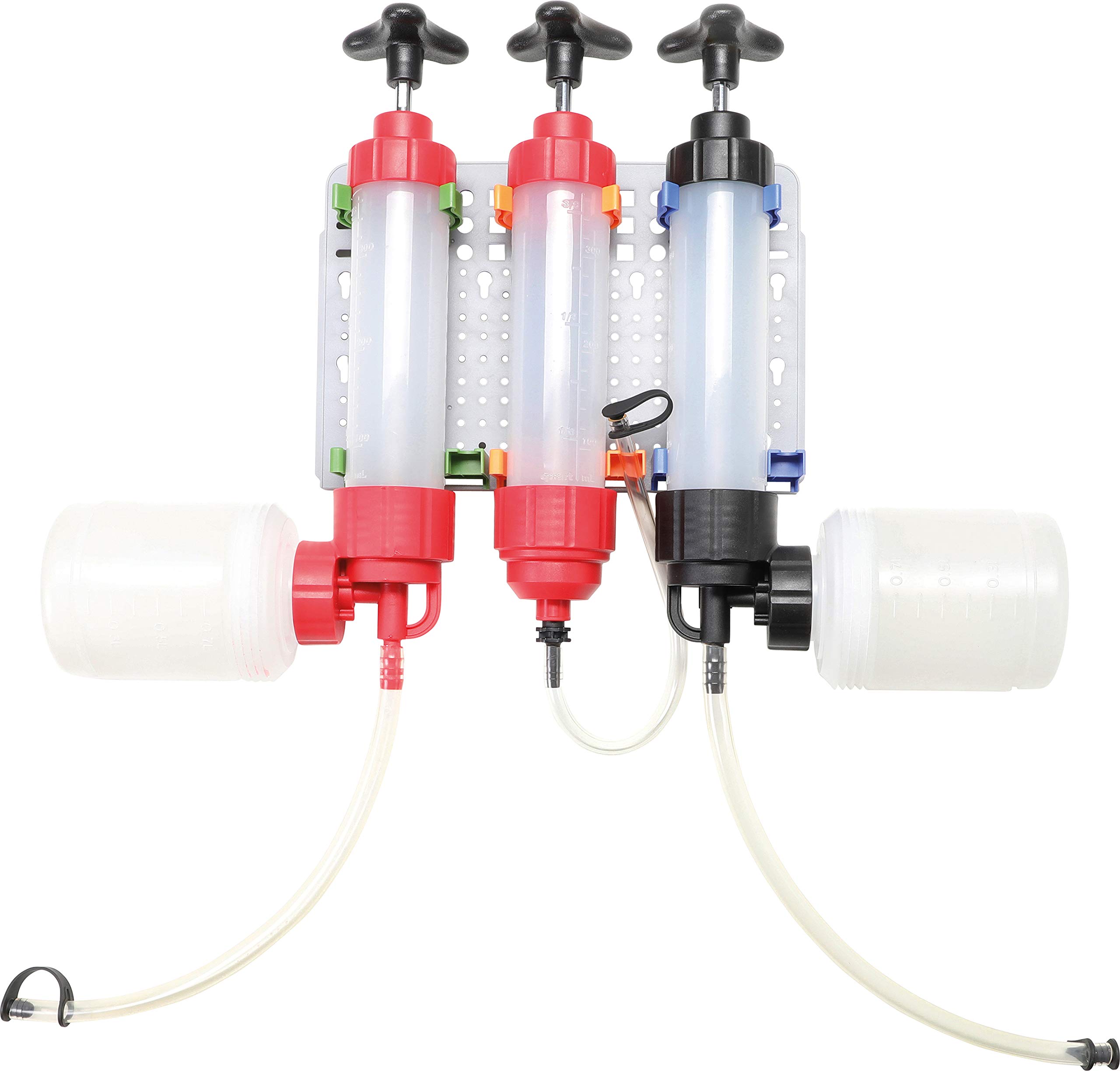 BGS 9496 | Flüssigkeits-Handpumpen-Satz | 350 ml | 3-tlg. | Polypropylen (PP) | zum Absaugen, Auffüllen und Umfüllen | Schläuche, Kunststoffrohr und Wandhalterung