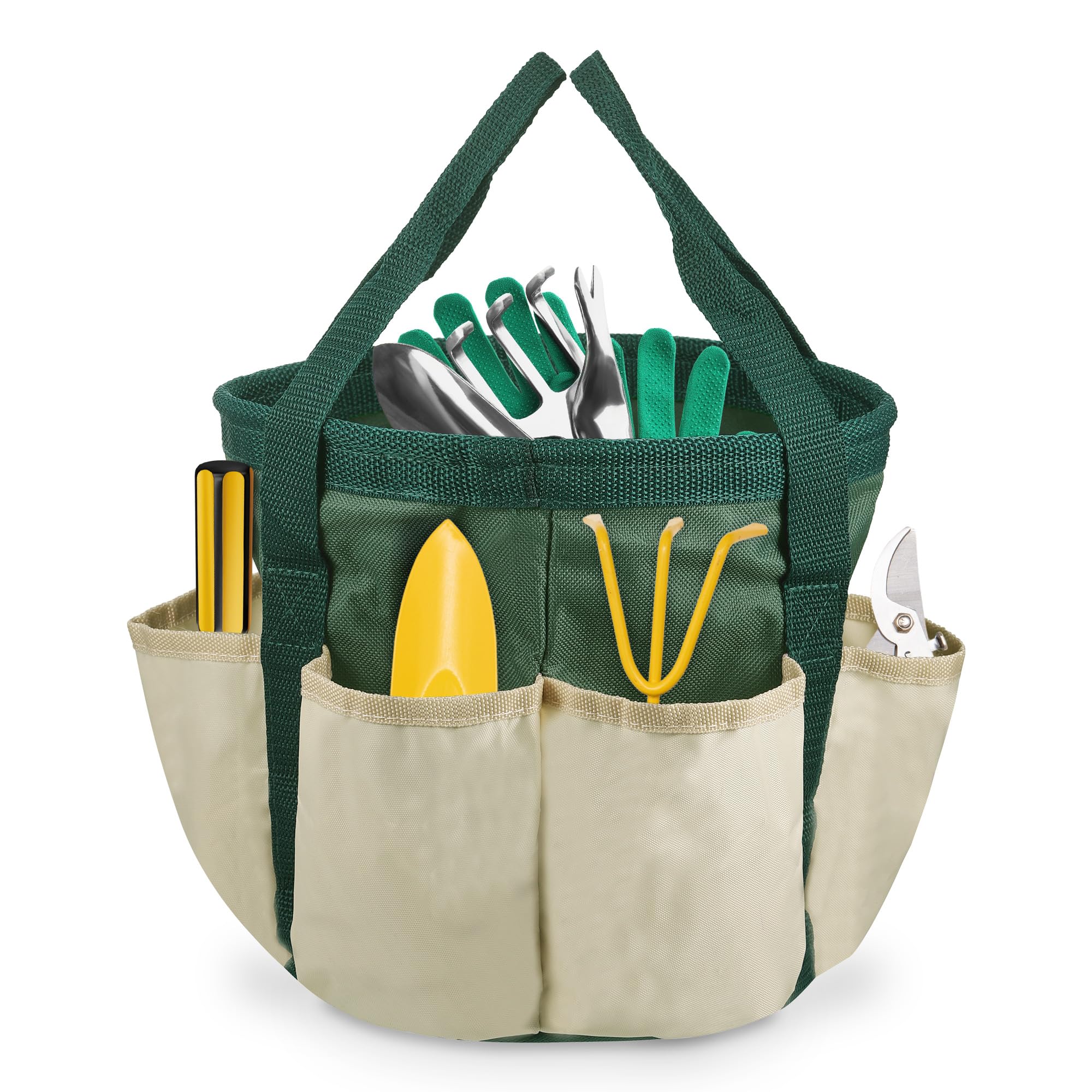 Borsa per Attrezzi da Giardino, 7.5" x 8" Organizer per Attrezzi da Giardinaggio, Tessuto Oxford Giardino Borsa con 6 Tasche Esterne, Tote Attrezzo da Giardino Portatile per Lavori di Giardinaggio