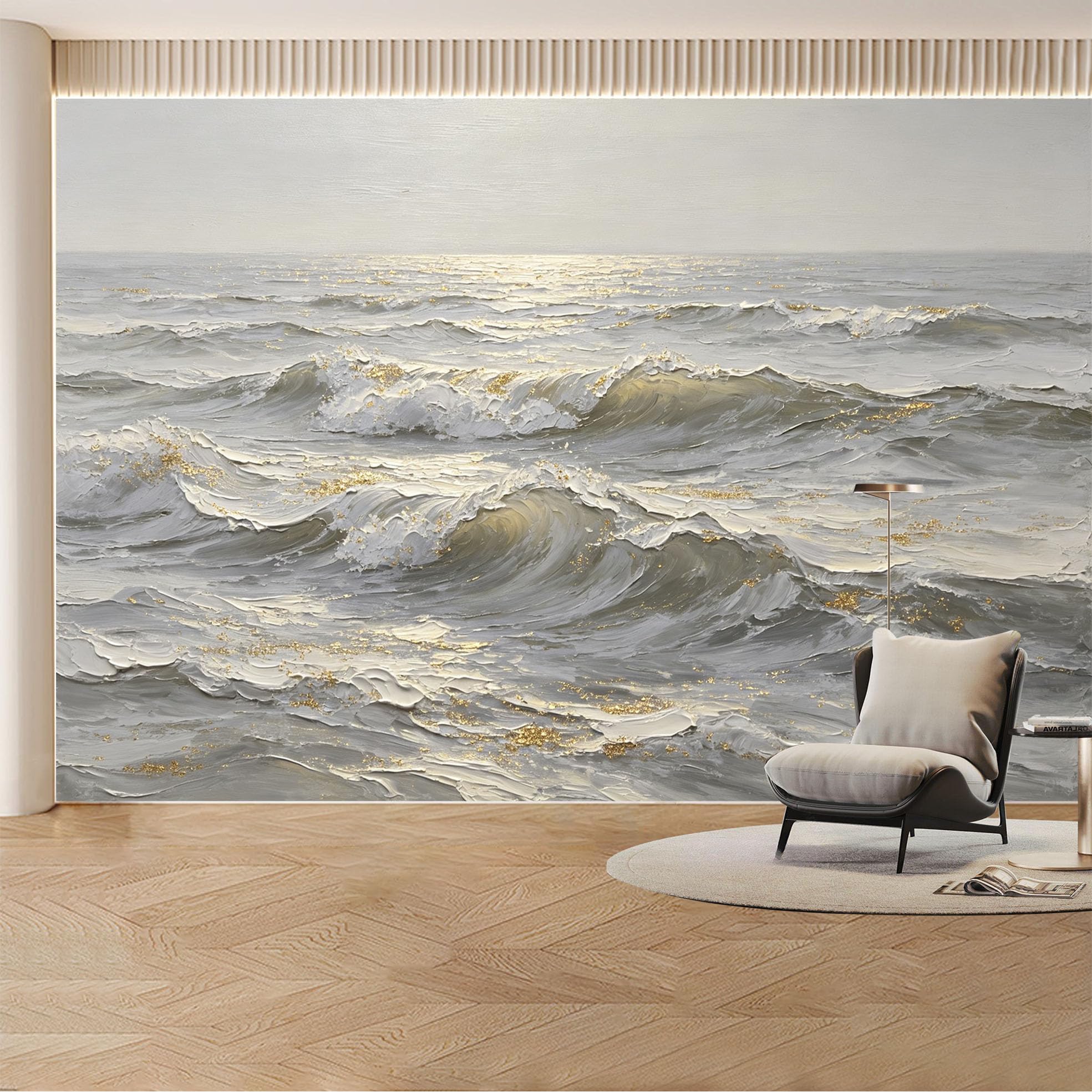 Custom Wall Mural Wallpaper Ocean Waves， Nature Modern 3D Effect Large Wall Art， Luxury Misty Removable SelfAdhesive Large Photo for Living Room， Bedroom， Office