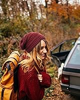 Vista 31 de FURTALK Gorros de invierno para mujer, con forro polar, gorro de punto holgado y cálido, gorro de esquí Gris claro