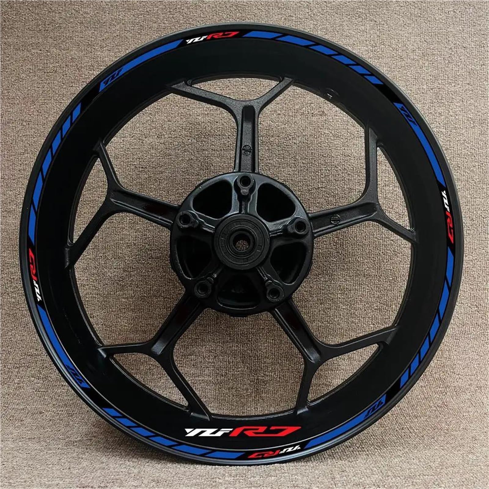 Ntpjk Blue Sticker Part Motocycle Wheel Stickers Set For Y-Amaha Yzf R7 Yzfr7 Motorcycle Hub Decals Rim Decorative Reflective(Blue)