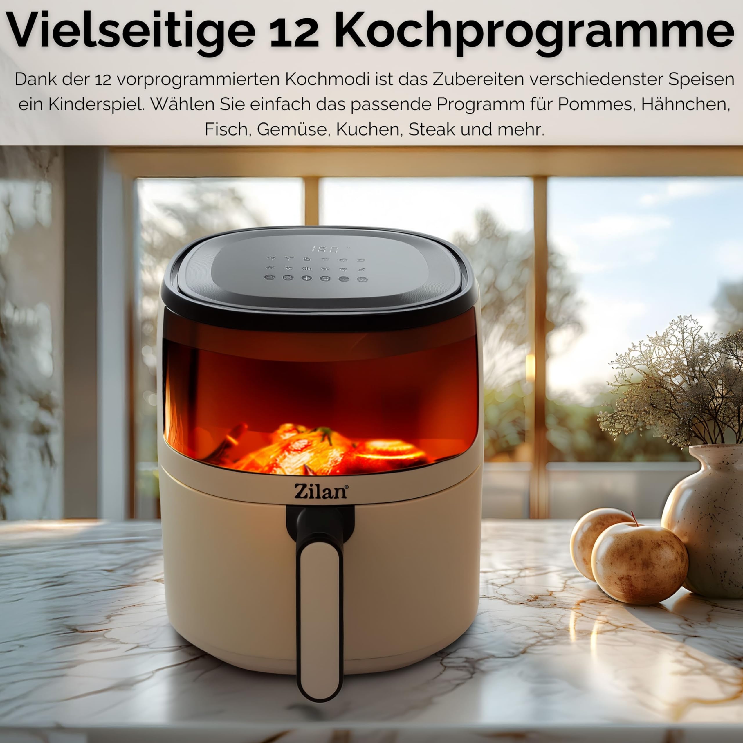 Heissluftfritteuse 5 Liter Heißluft-Frittieren Mini Backofen Heißluftfritteuse - Grillen Backen Dörren Frittieren Friteuse ohne Öl Airfryer Heißluftofen Heißluftgrill Fritteuse 1500 Watt