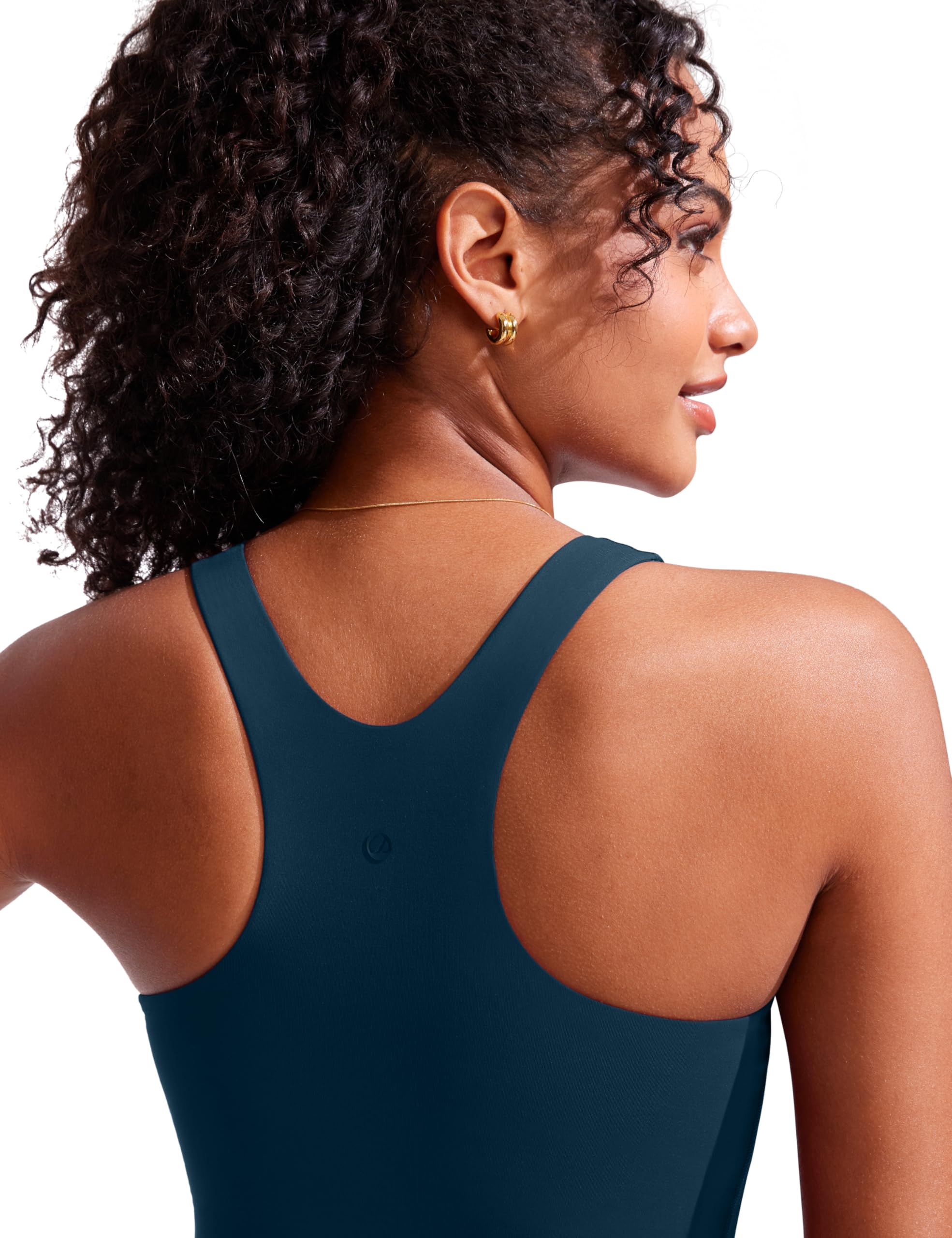 CRZ YOGA Racerback Tankini Top per Donne Collo Alto Modesti Costumi Da Bagno Solo Senza Fondo