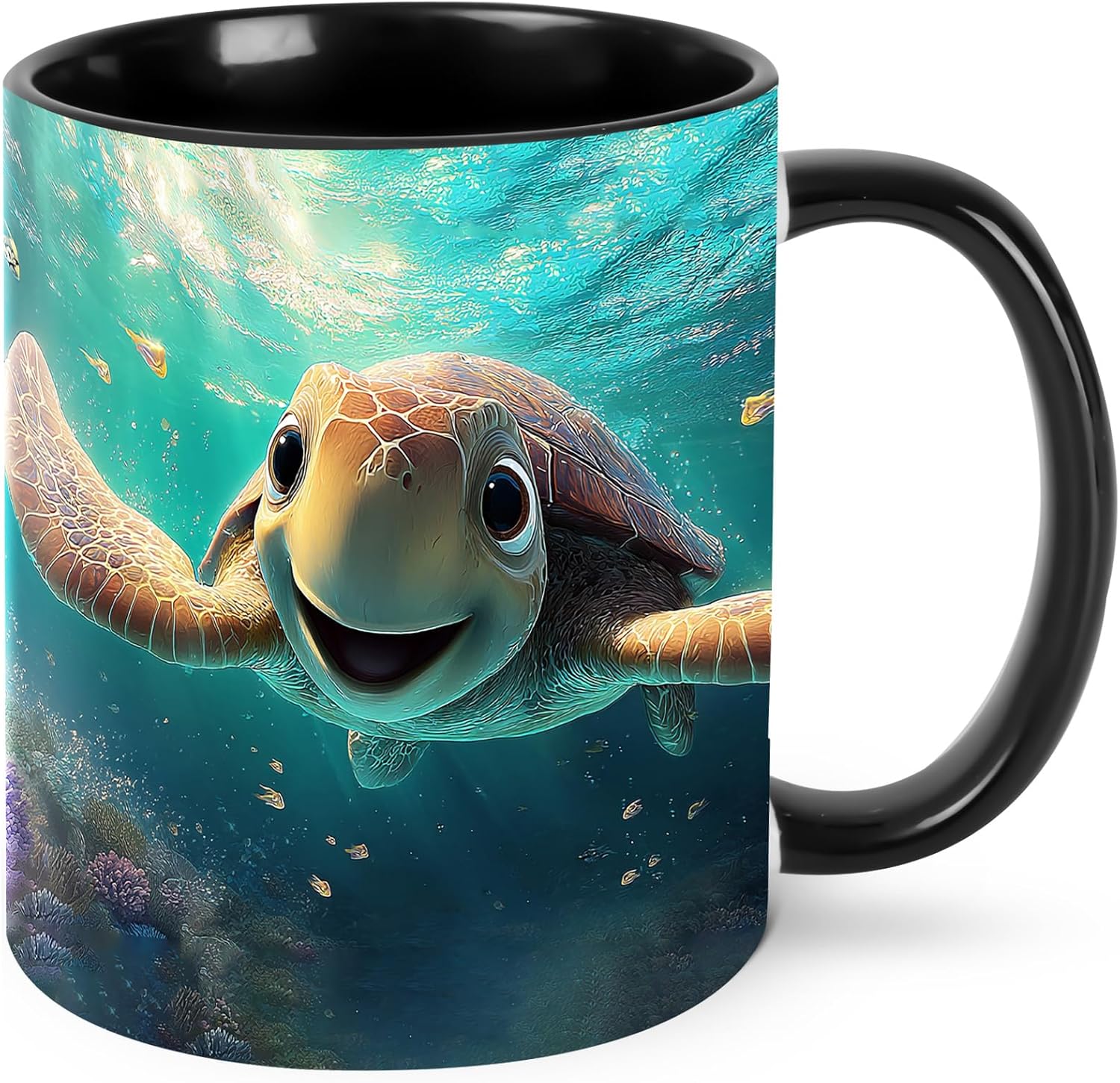 Sea Turtle Coffee Mug Ceramic Tea Cup With Handle Funny Porcelain Mugs for Women Dishwasher Microwave Safe 11oz