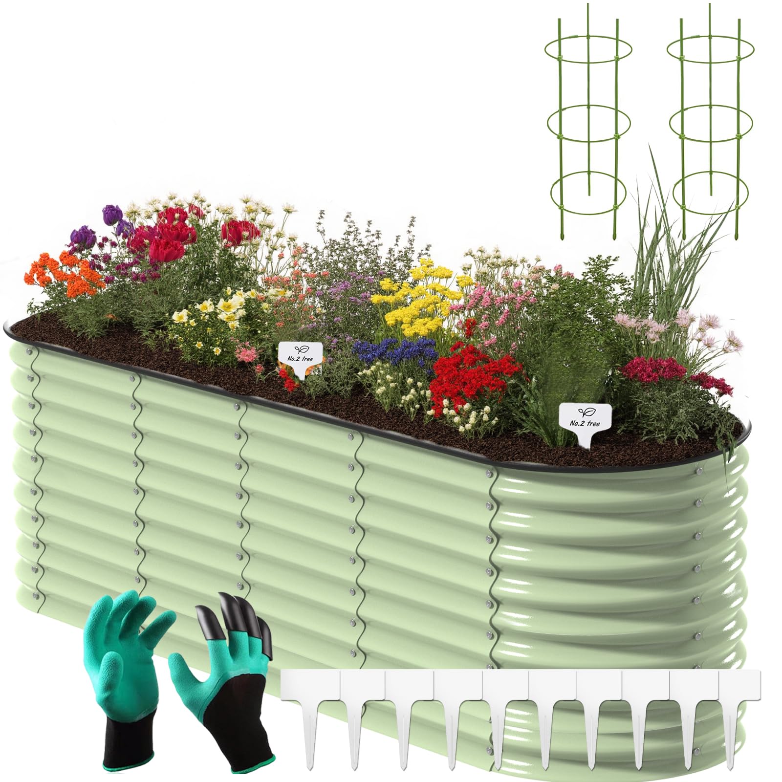 Gardtech 9 IN 1 Hochbeete für Garten - 240x60x80cm Hochbeet Praktische Stahl Rostfrei Verzinkt - Stabiles Hochbeete-Kit aus Metall,Innovativer Gemüsebeet Grün,Gartenbeet für Gemüse Kräuter Blumen