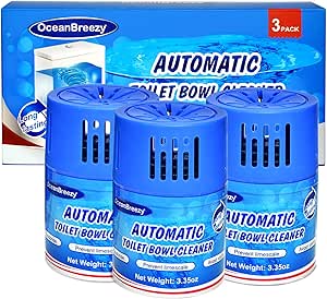 OceanBreezy Toilet Bowl Cleaners 3 Bottles | Automatic Long-Lasting Blue Toilet Cleaner Tablets, Septic Safe Toilet Bowl Tablets in Bottles | Larger capacity | Prevent Stain Buil（2800 Flushes Each）