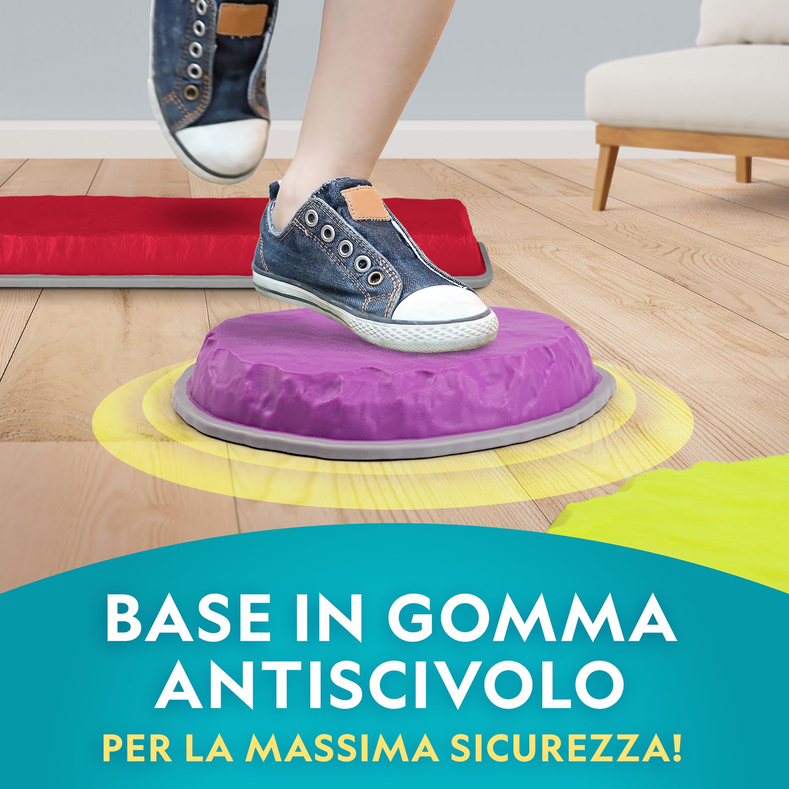 Blue Marble National Geographic Kids Pierres D’Équilibre et Barres D’Équilibre – Set de Parcours d’Obstacles de 12 pièces pour Enfants 3+ avec dé en Mousse, Cartes Play & Learn et Base antidérapante