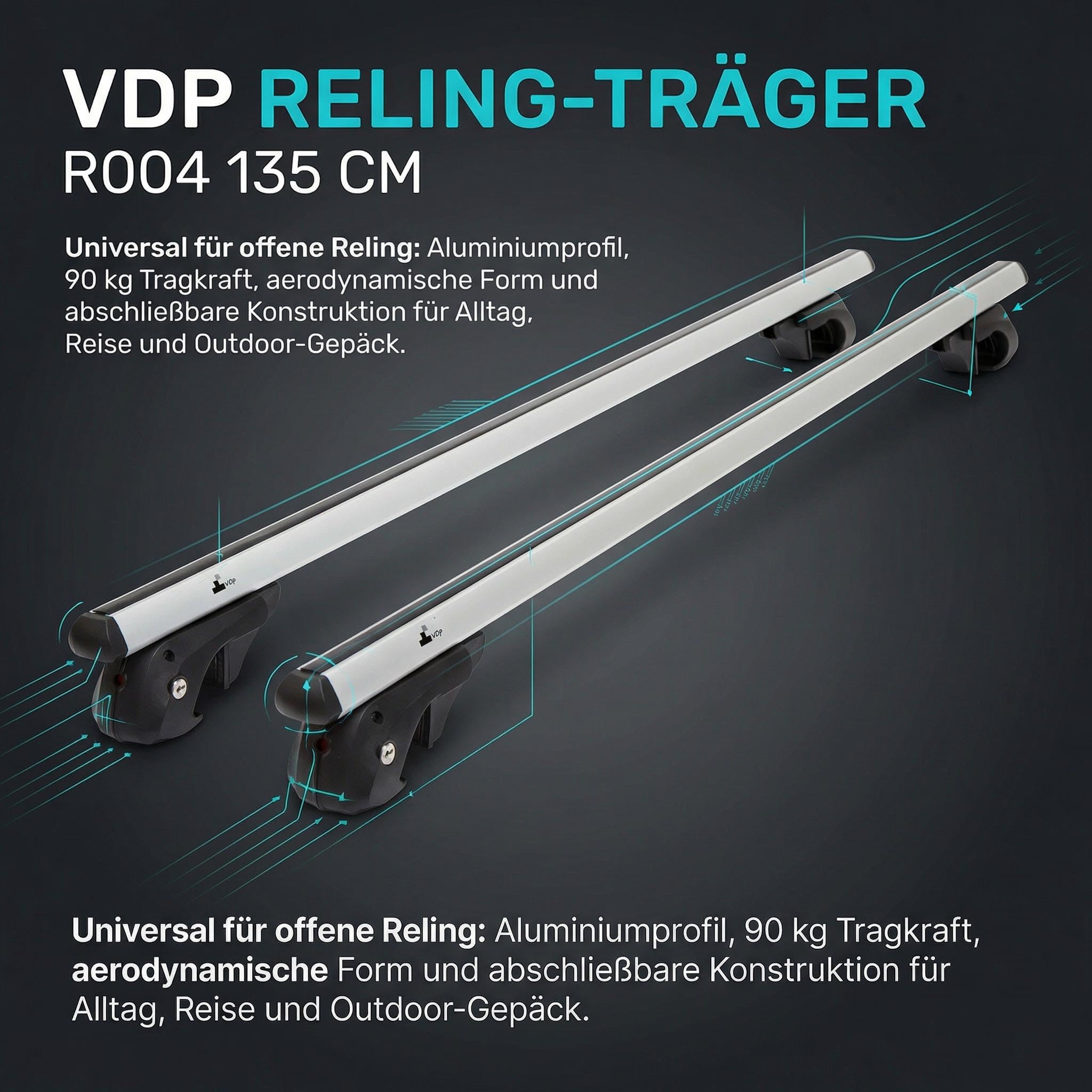 Aluminio Barra portaequipajes vdp004 X L para BMW X5 E53 99 – 06 hasta 90 kg abschließbar