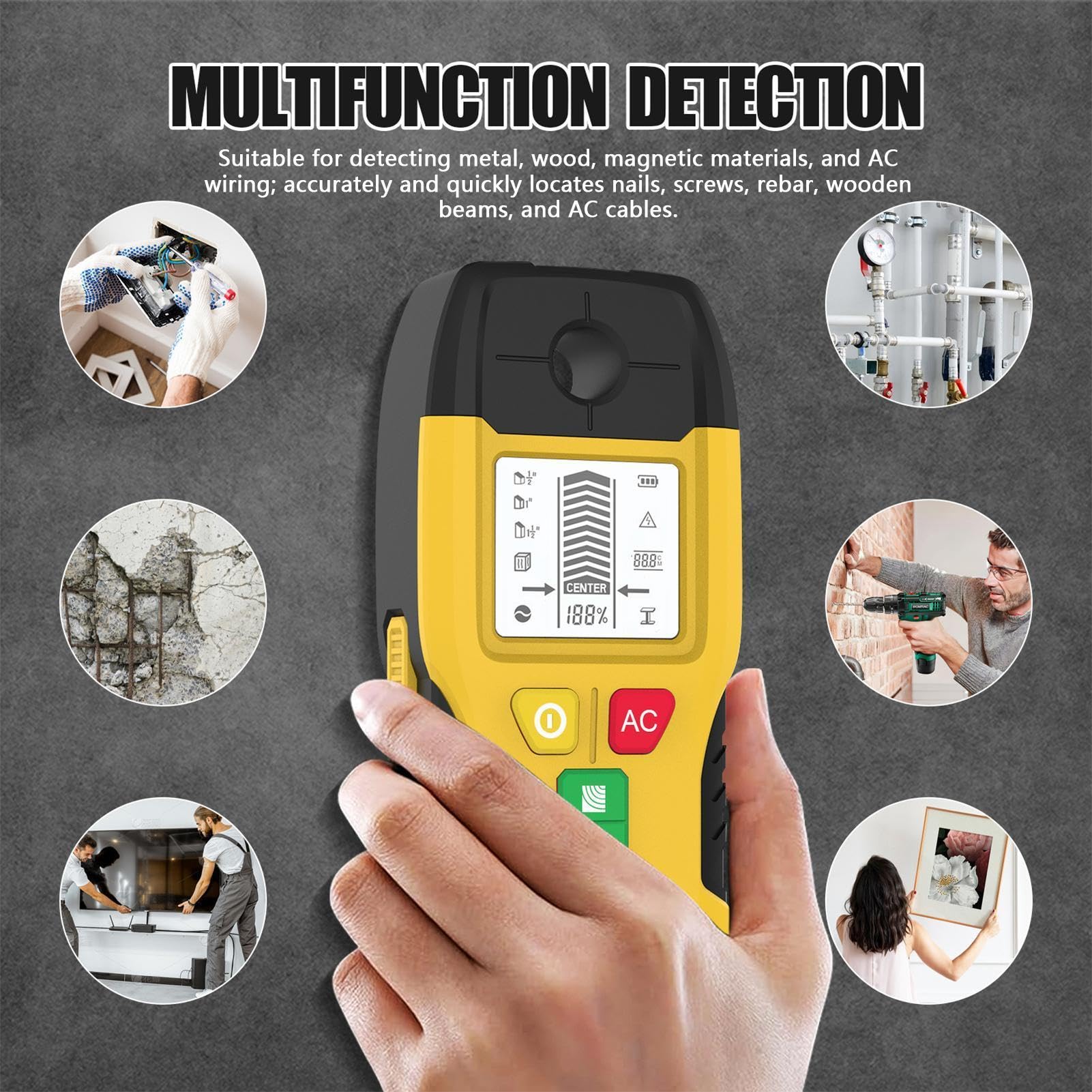 Scanner LCD multifunzione ad alta precisione portatile Stud Finder