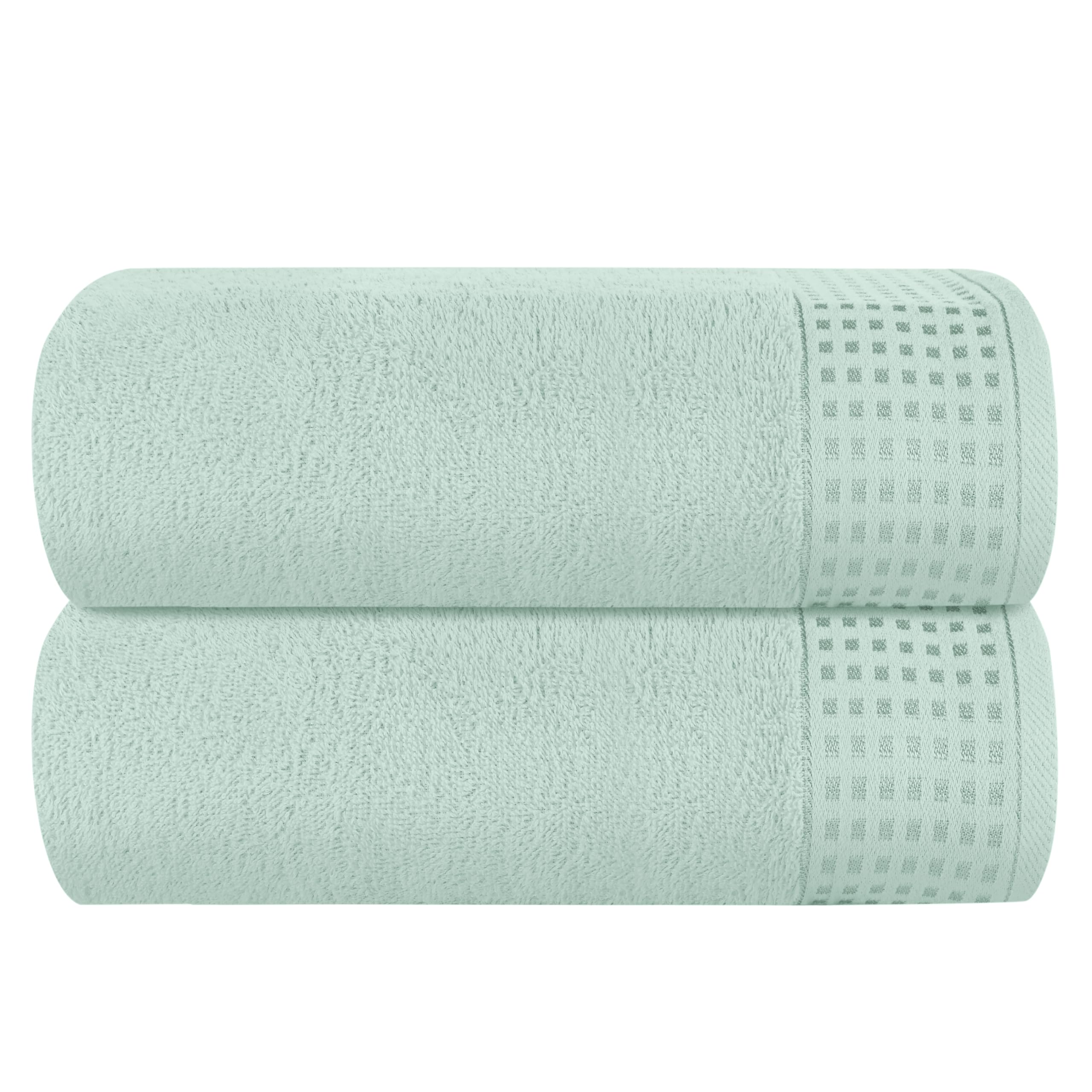 GLAMBURG 100% Cotton Oversized 2 Pack Bath Sheets 35x70, Ultra Soft Highly Absorbant Compact Quickdry &amp; Lightweight Large Bath Sheet Set, Ideal for Gym Travel Camp Pool - Sea Green