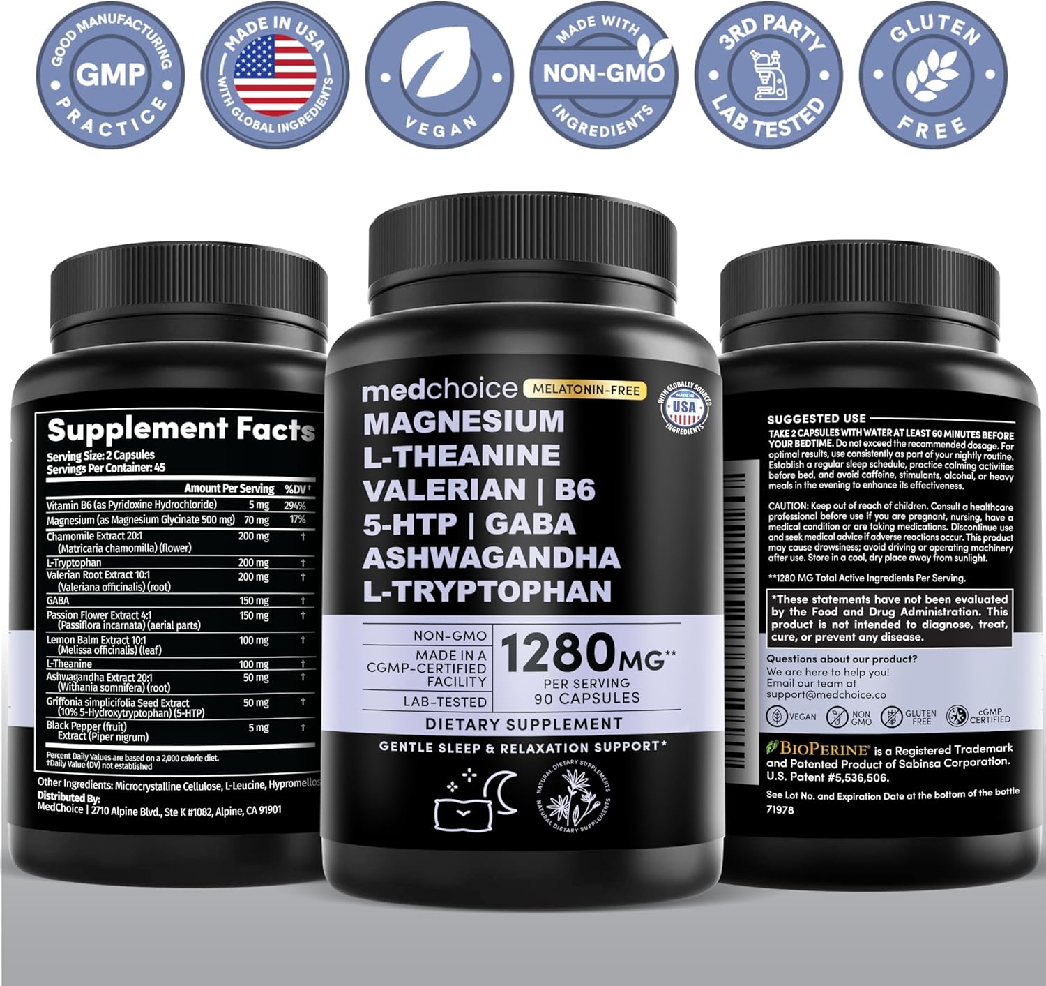 12-in-1 Sleep Support Capsules - Melatonin-Free and Non-Habit Forming Sleep Supplement with a Balanced Blend of Magnesium, Ashwagandha, L-Tryptophan, Valerian Root, GABA and 5-HTP (90 Capsules) - Image 8