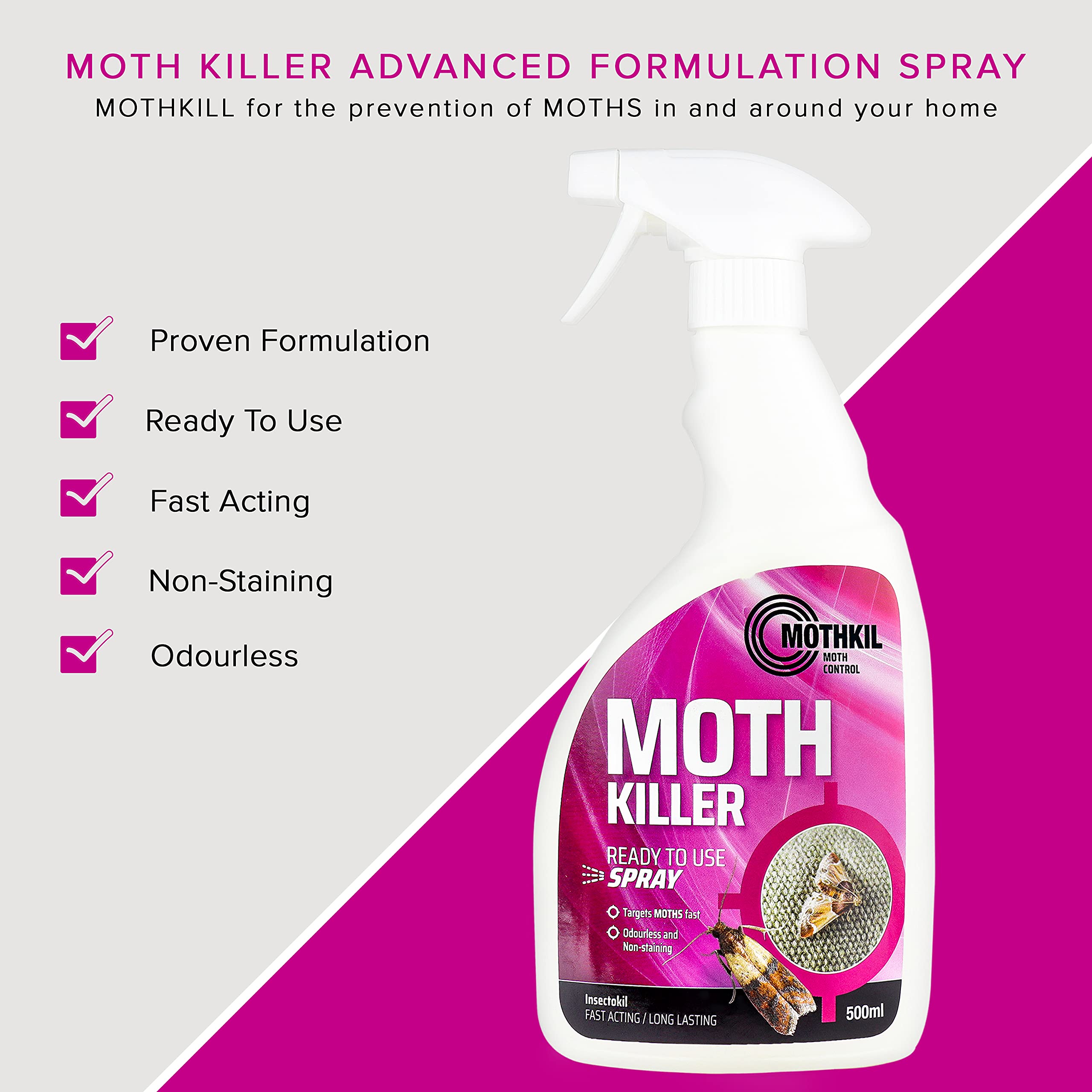 MothKil Moth Killer Spray Fast Acting Moth Repellent Killer Spray For