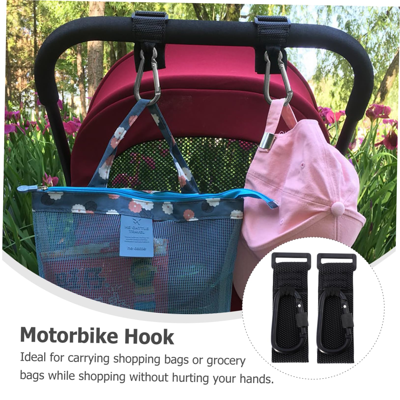 Yardwe 10 Piezas Gancho Antideslizante para Cochecito Colgador Resistente para Bolsas Carrito Accesorio para Manillar de Silla de Paseo Soporte Práctico para Compras y