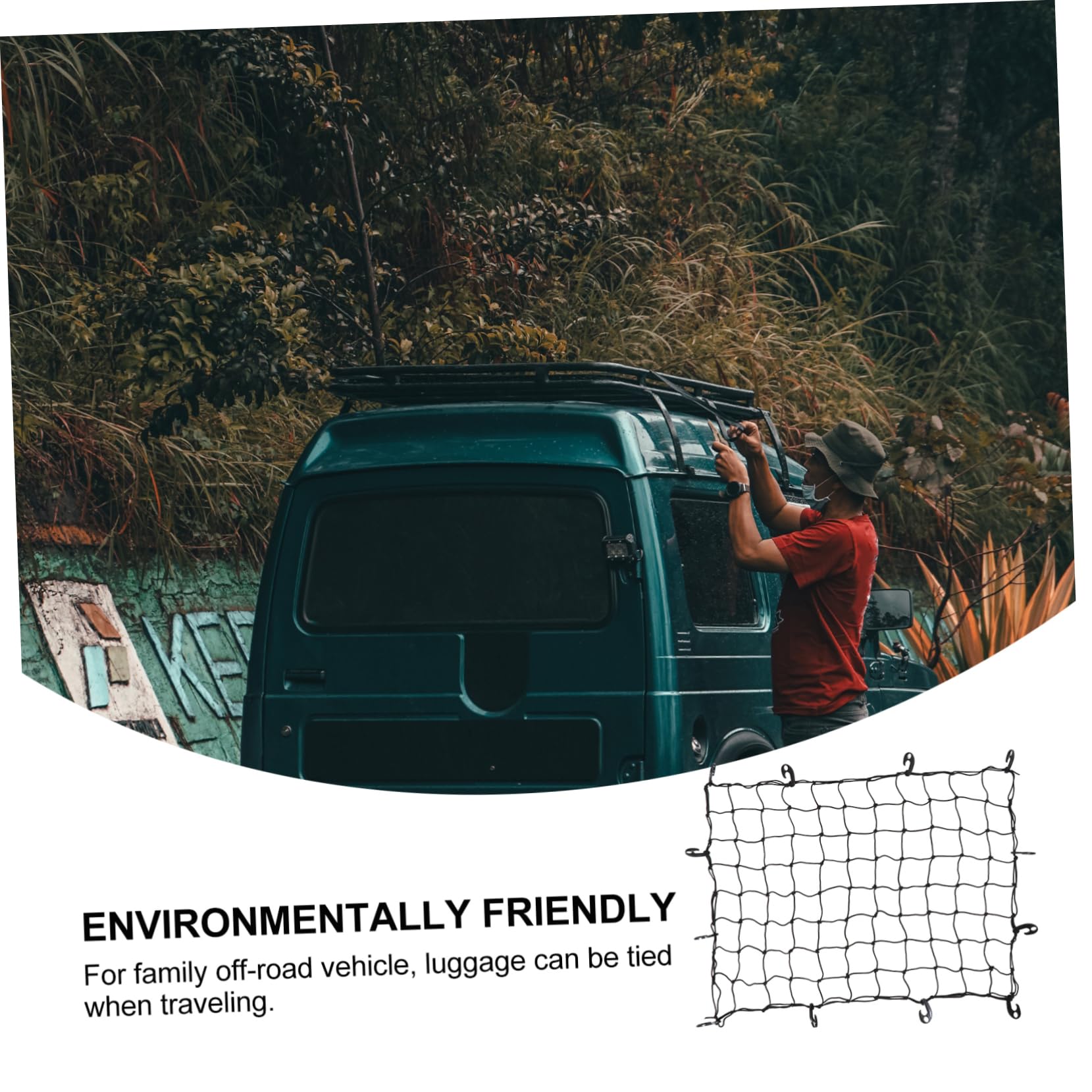 ORFOFE Filet Robuste et Pratique en Caoutchouc Noir de Chargement Élastique 120x90 Cm pour Bagages et Cargaison pour Remorques et Porte-Bagages de Voiture